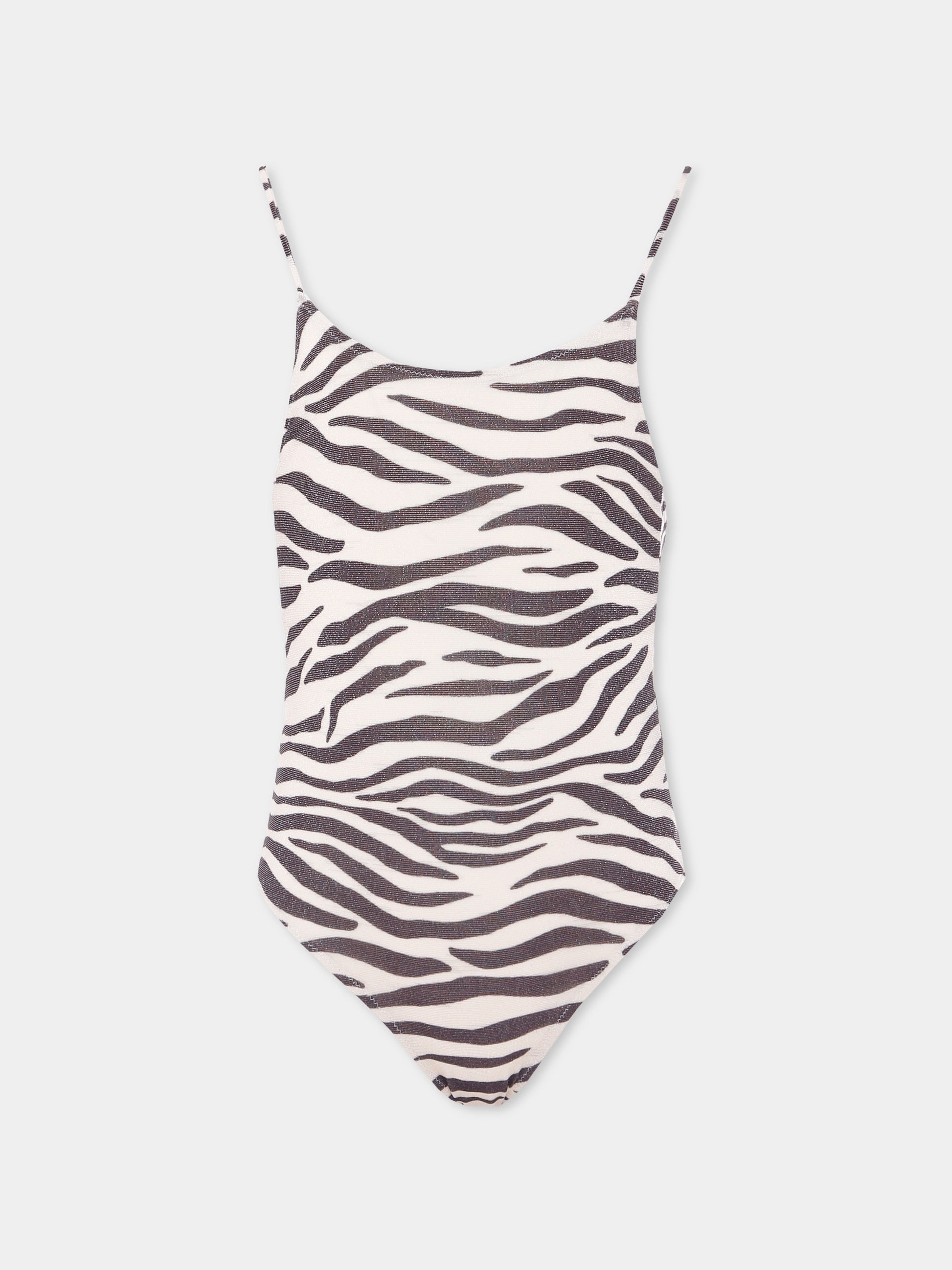 Costume intero beige per bambina con stampa zebrata,Mc2 Saint Barth,CEC0005 01444H