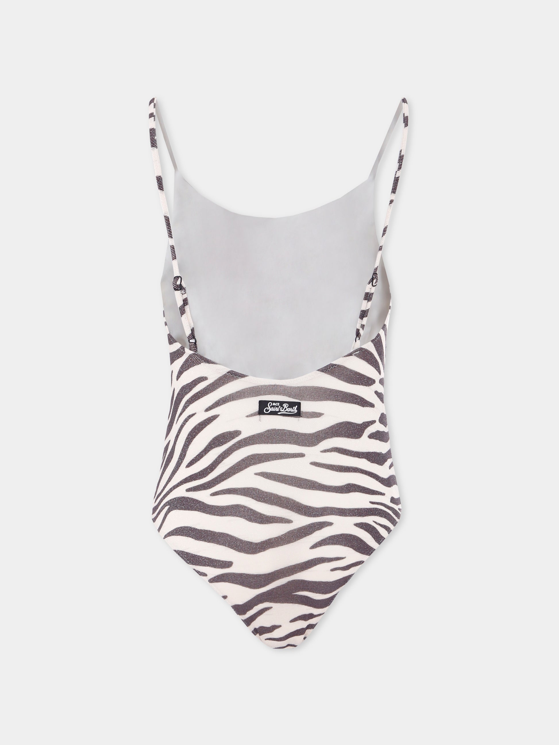 Costume intero beige per bambina con stampa zebrata,Mc2 Saint Barth,CEC0005 01444H