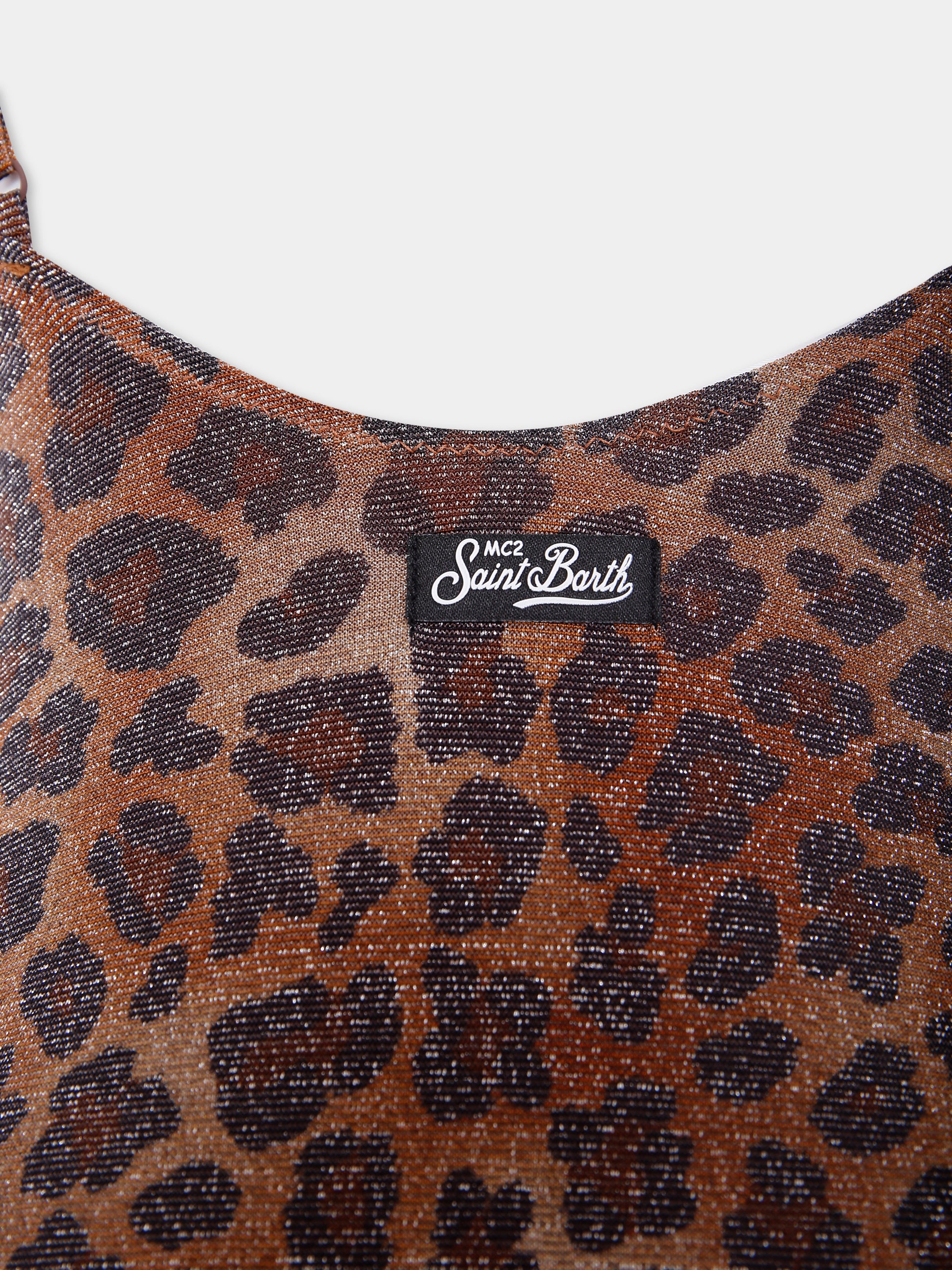 Costume intero marrone per bambina con stampa maculata,Mc2 Saint Barth,CEC0005 01433H