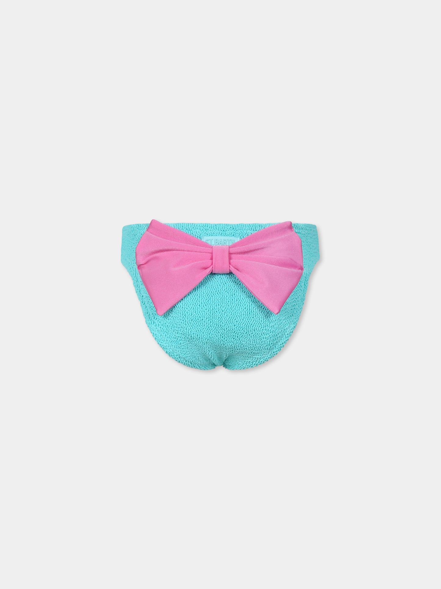 Green swim briefs for girl with bow