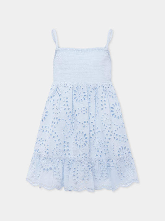 Vestito celeste per bambina con fiori,Mc2 Saint Barth,MKI0001 04076H