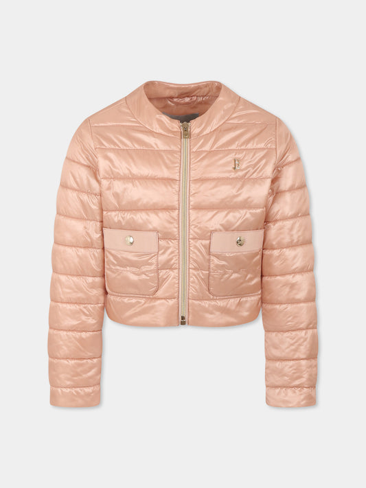 Piumino crop rosa per bambina con logo,Herno Kids,GI000090G 12017Z 4002