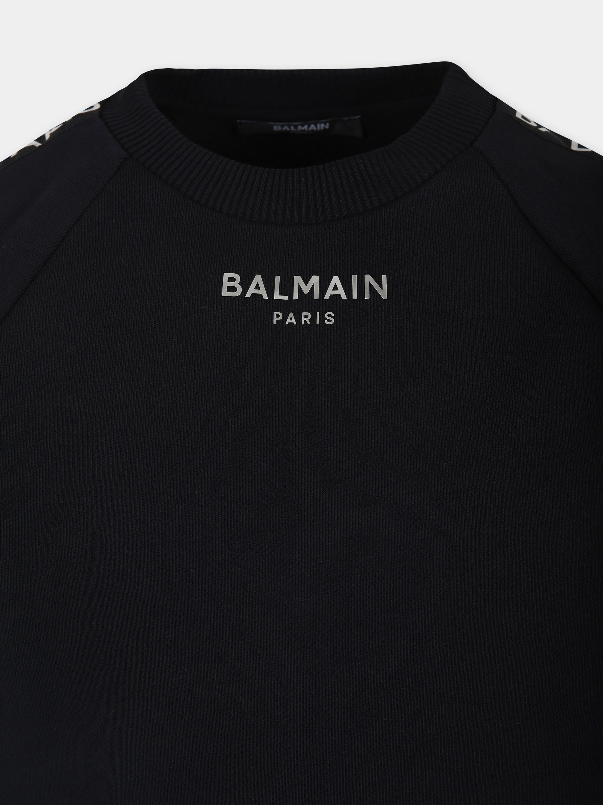 Completo nero per bambini con logo,Balmain Kids,BU3P90 Z1753 930