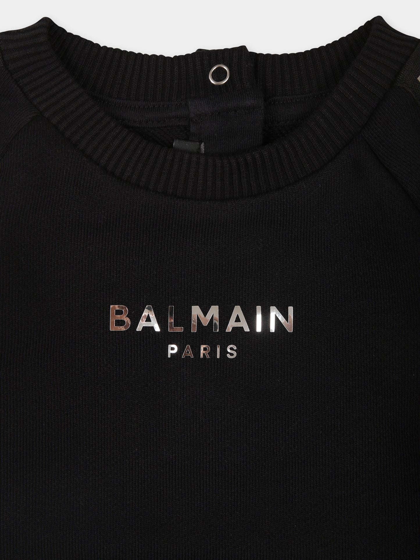 Felpa nera per neonati con logo,Balmain Kids,BU4500 Z1753 930AG