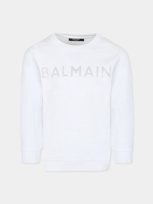 White sweatshirt for girl with logo