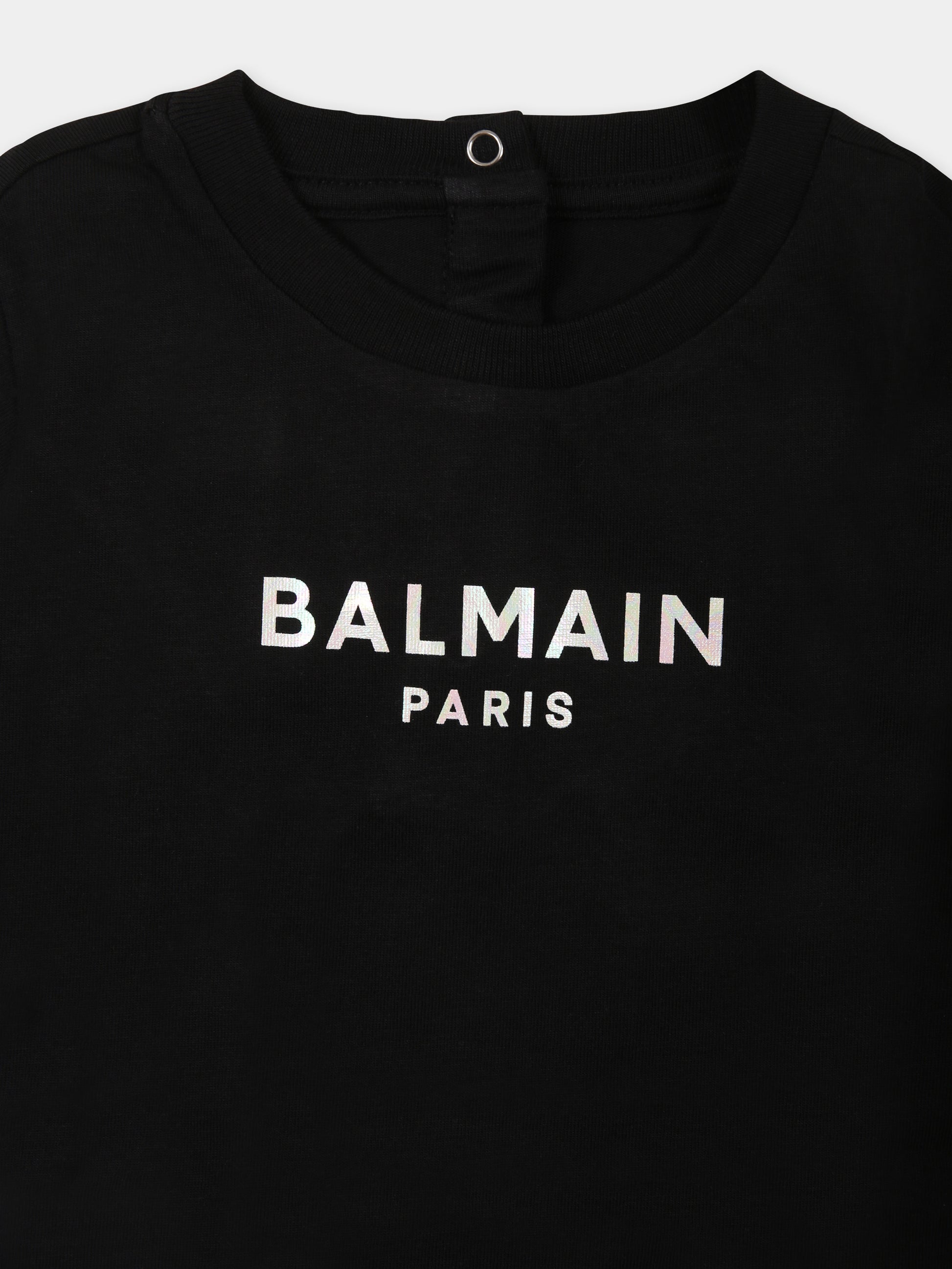 T-shirt nera per neonata con logo,Balmain Kids,BU8021 Z1751 930