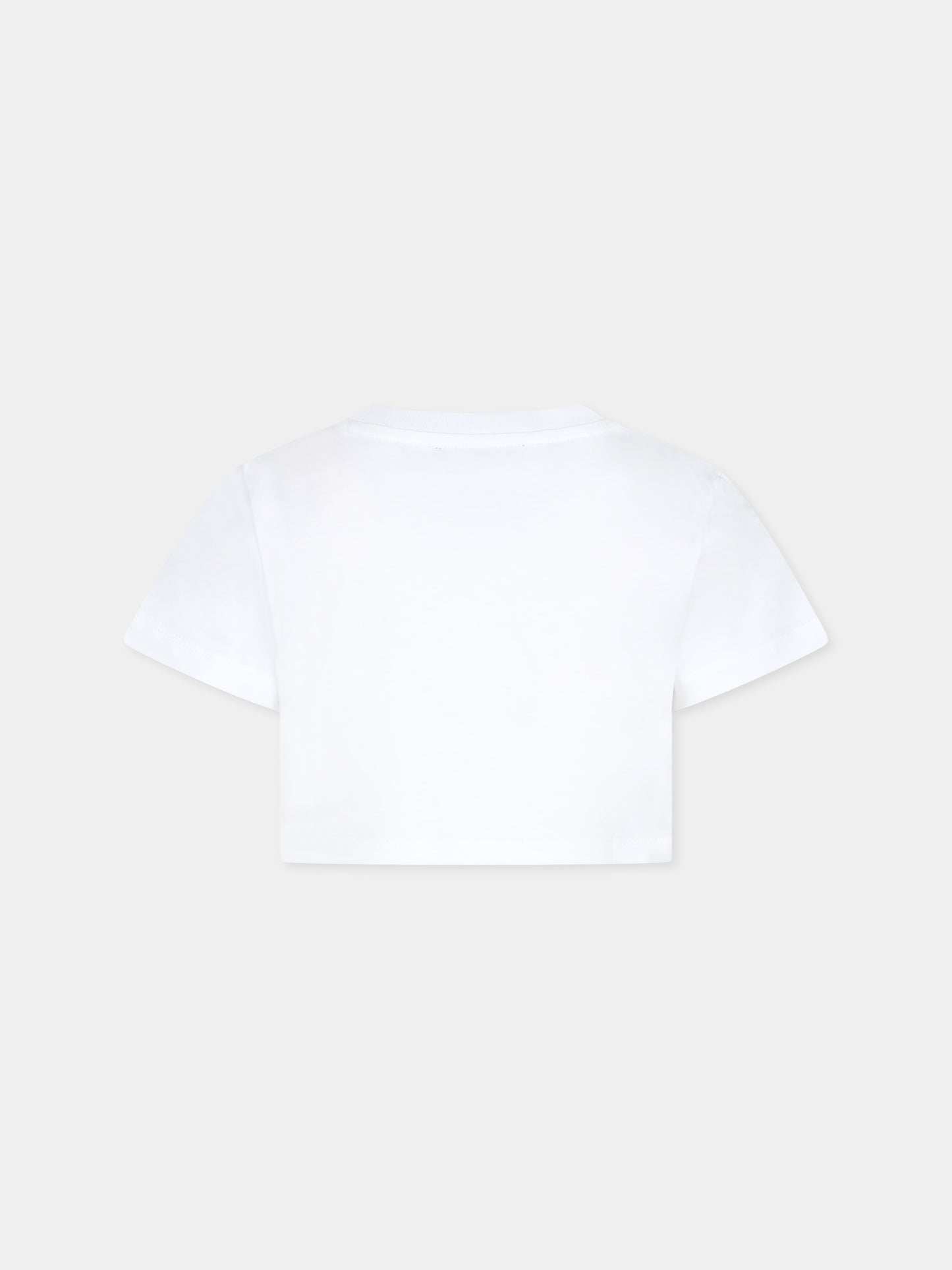 White crop t-shirt for girl with logo