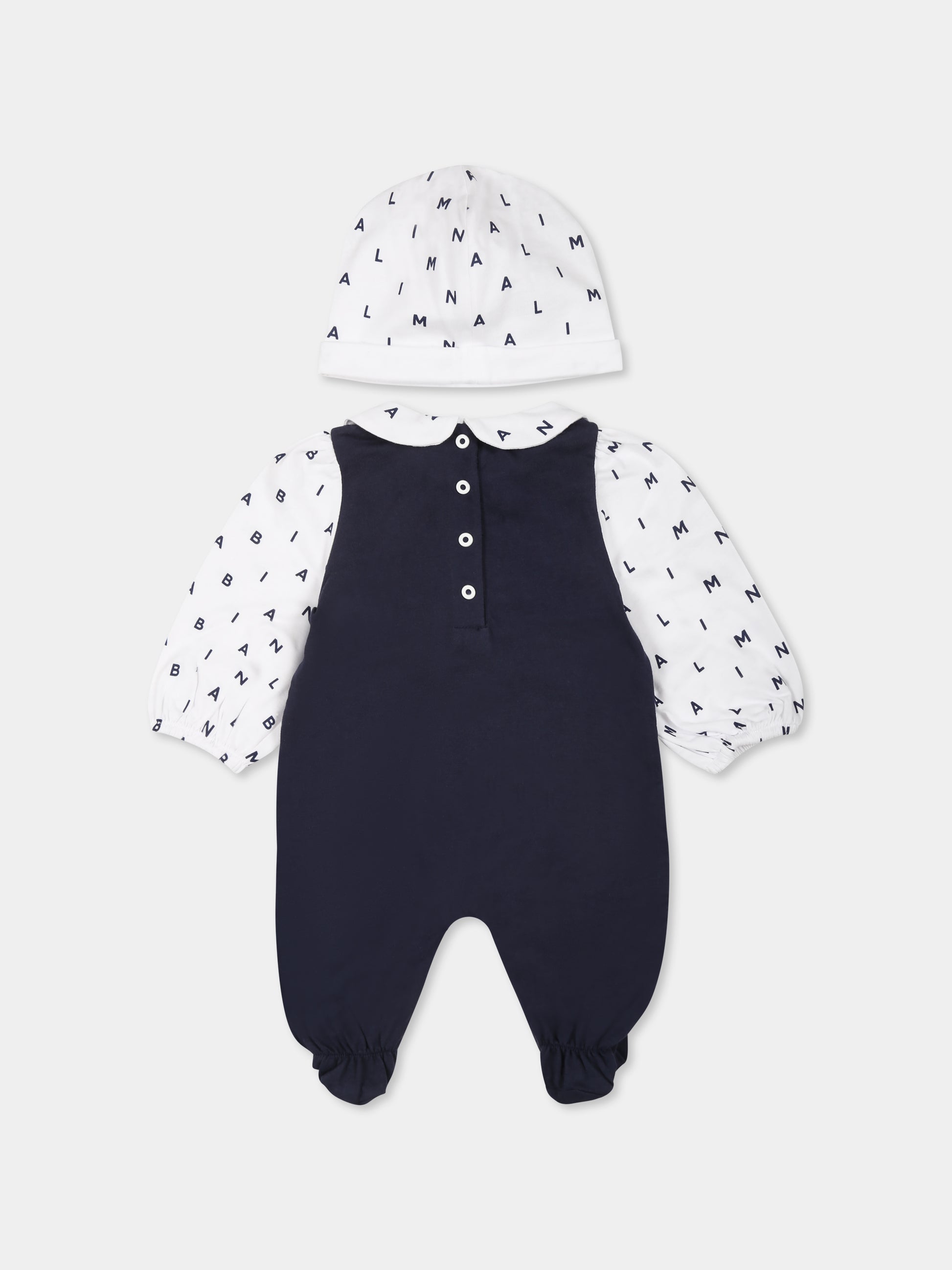 Tutina blu per neonata con logo,Balmain Kids,BUB01A Z0082 649