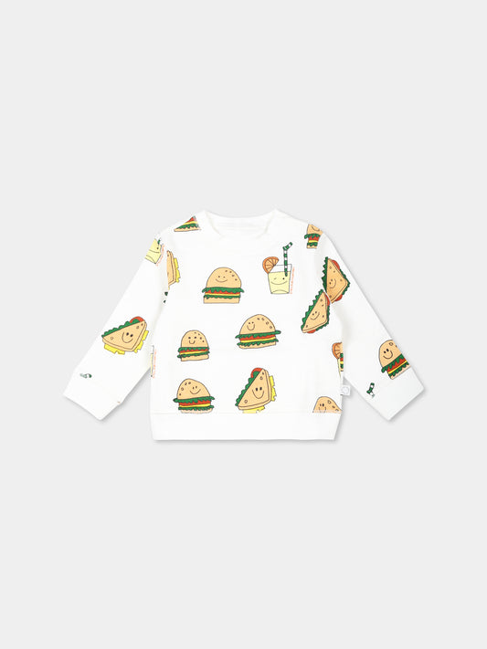 Felpa avorio per neonato con stampa hamburger,Stella Mccartney Kids,TU4620 Z1799 101MC