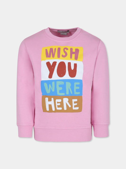 Felpa rosa per bambina con logo,Stella Mccartney Kids,TU4B30 Z0499 500