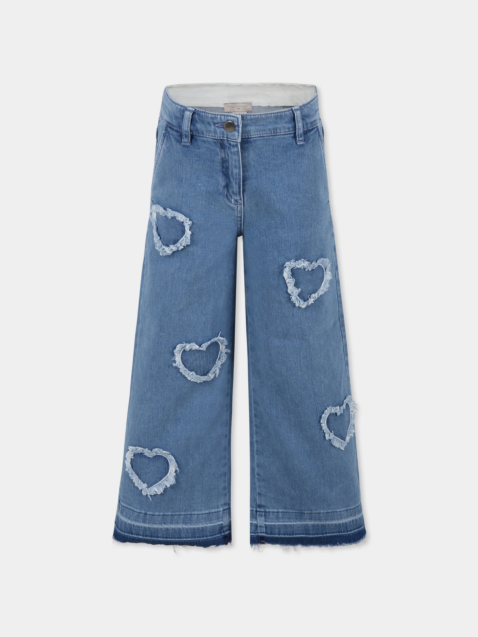 Jeans blu per bambina con cuori,Stella Mccartney Kids,TU6D40 Z0153 601