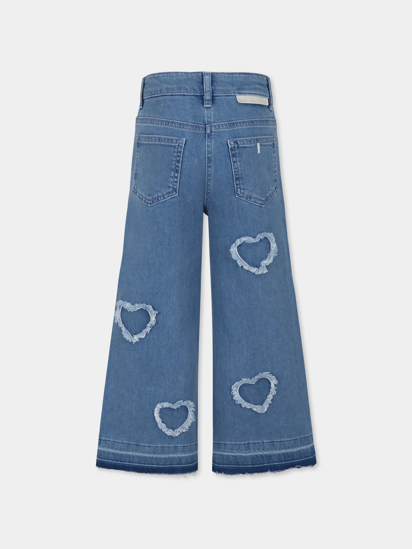 Jeans blu per bambina con cuori,Stella Mccartney Kids,TU6D40 Z0153 601