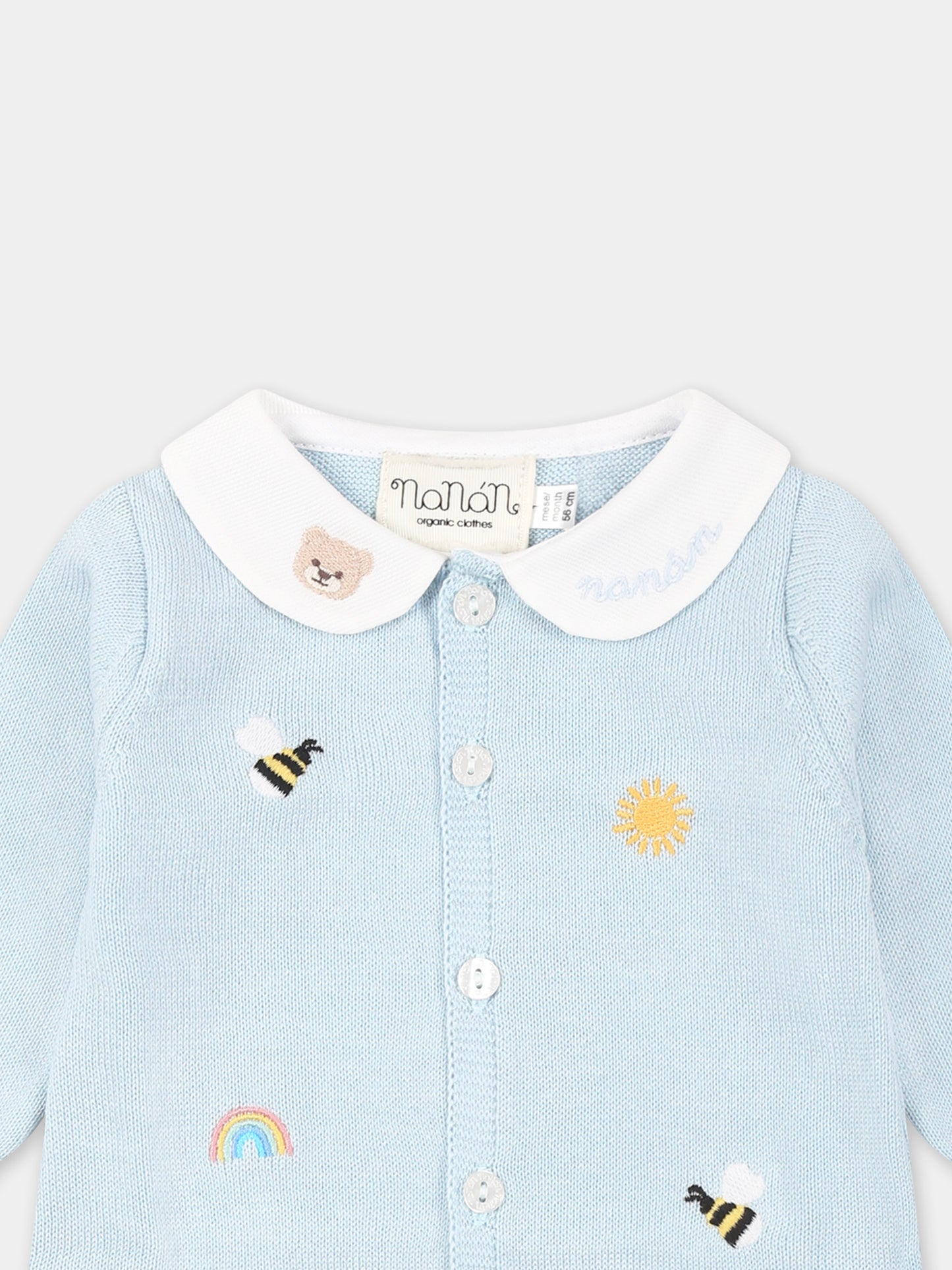 Light blue babygrow for baby boy with bees