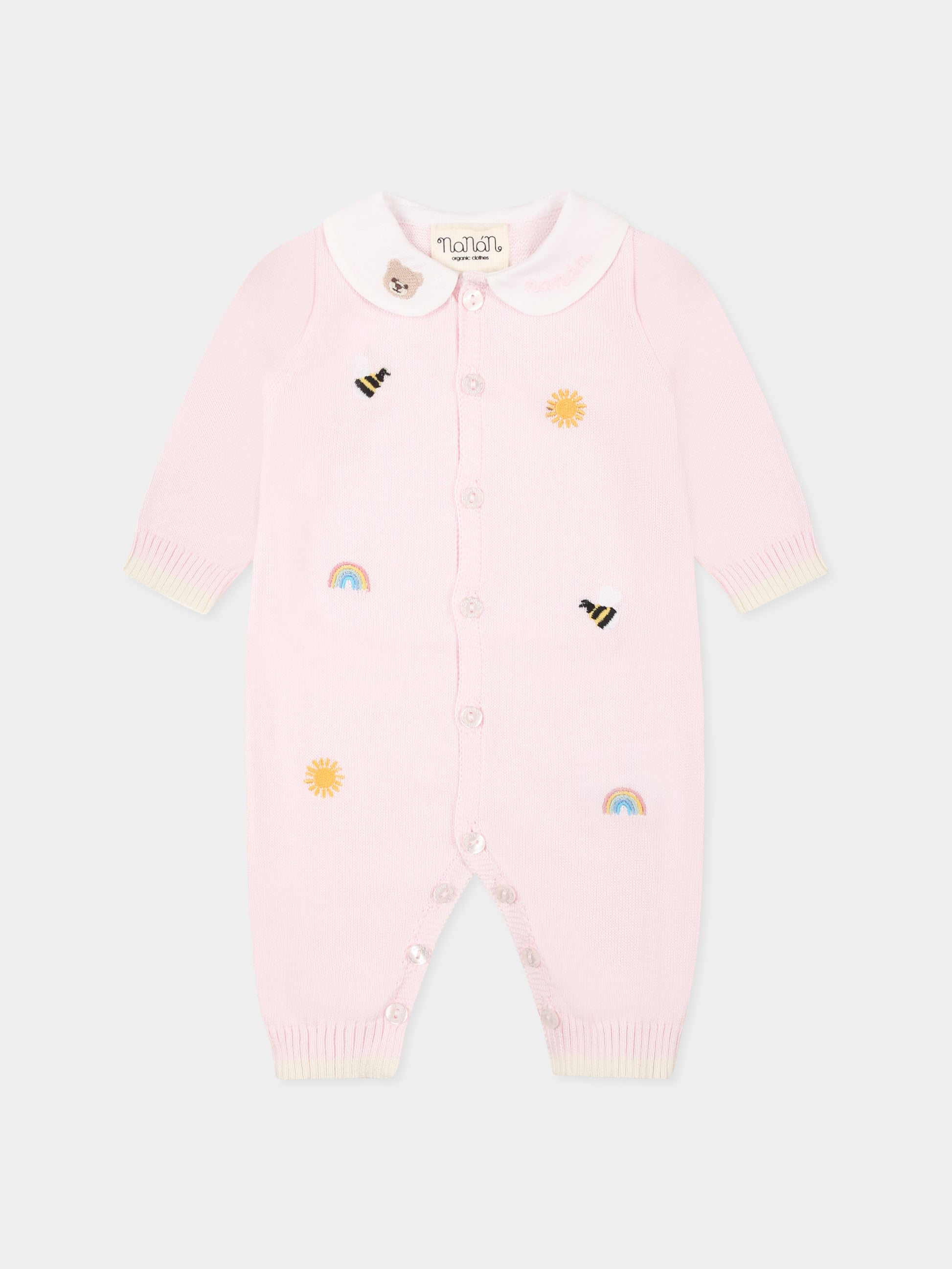 Tutina rosa per neonata con api e logo,Nanán,E25002R