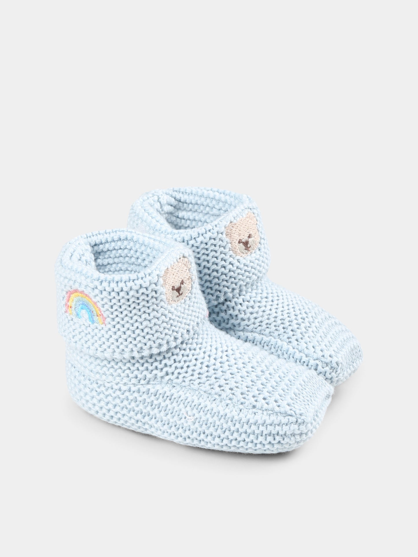 Light blue slippers for baby boy with bees