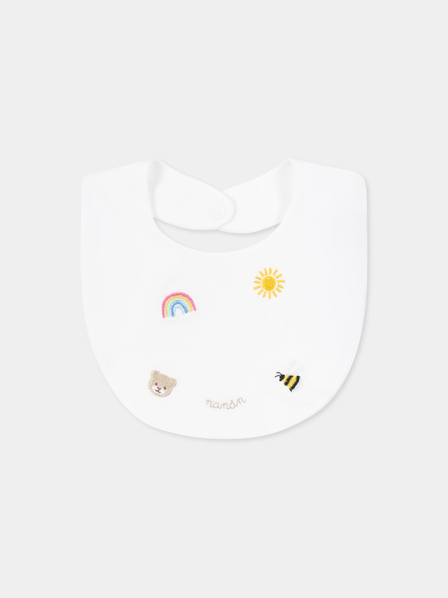 White bib for babykids with bee