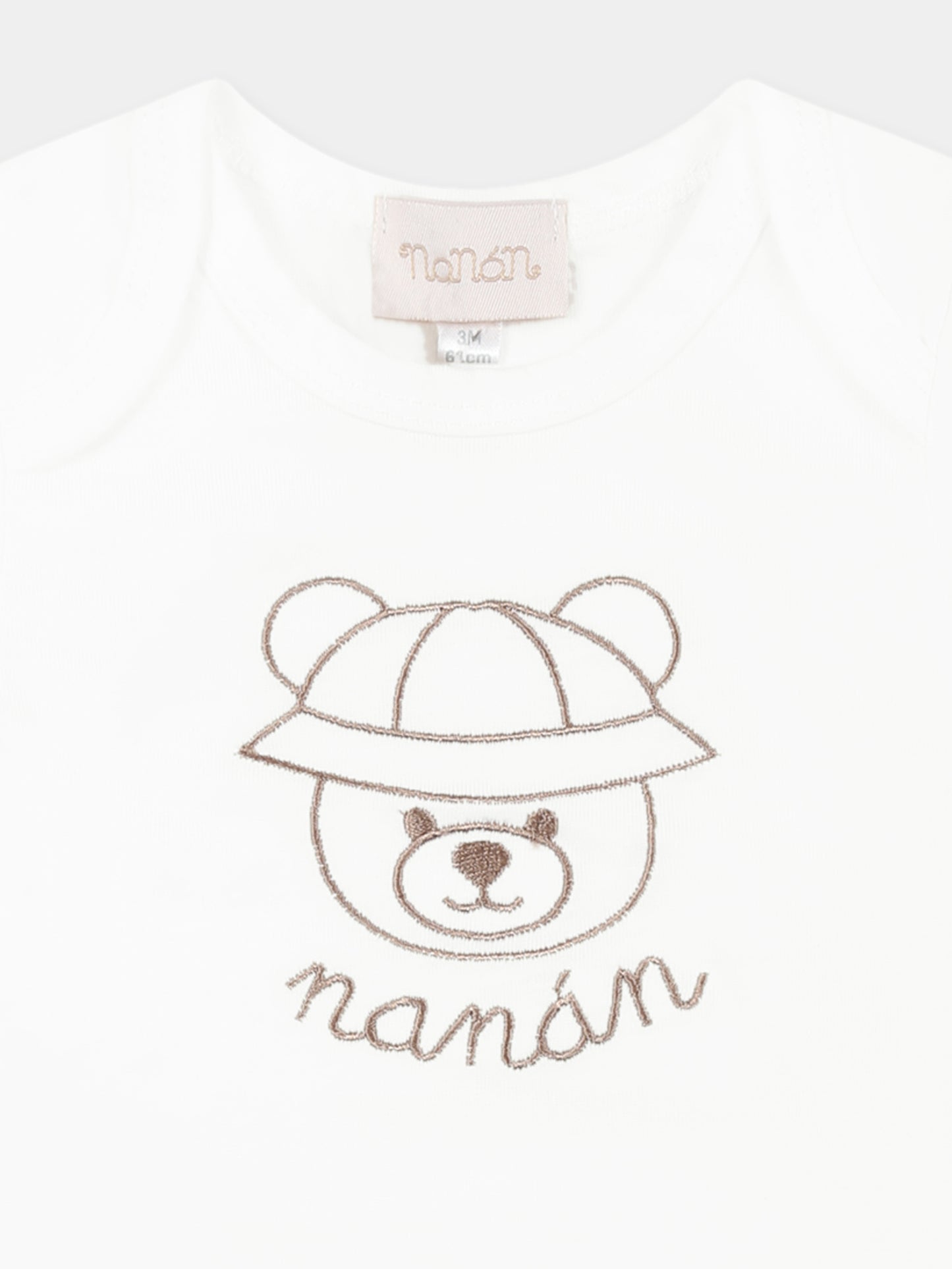 White bodysuit for baby boy with bear