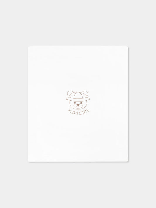 White blanket for baby boy with bear