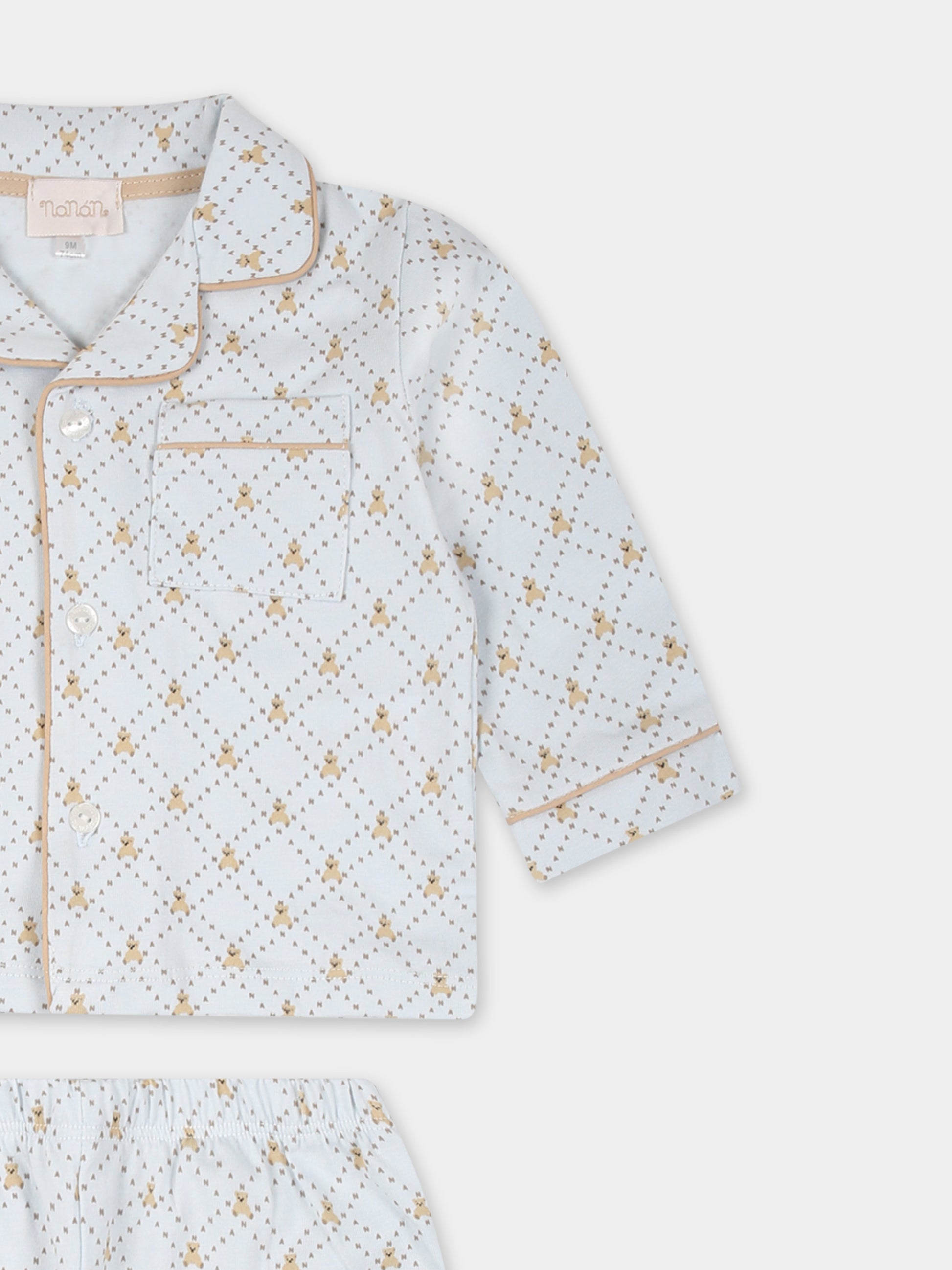 Pigiama celeste per neonato con orsetti all over,Nanán,E25178A