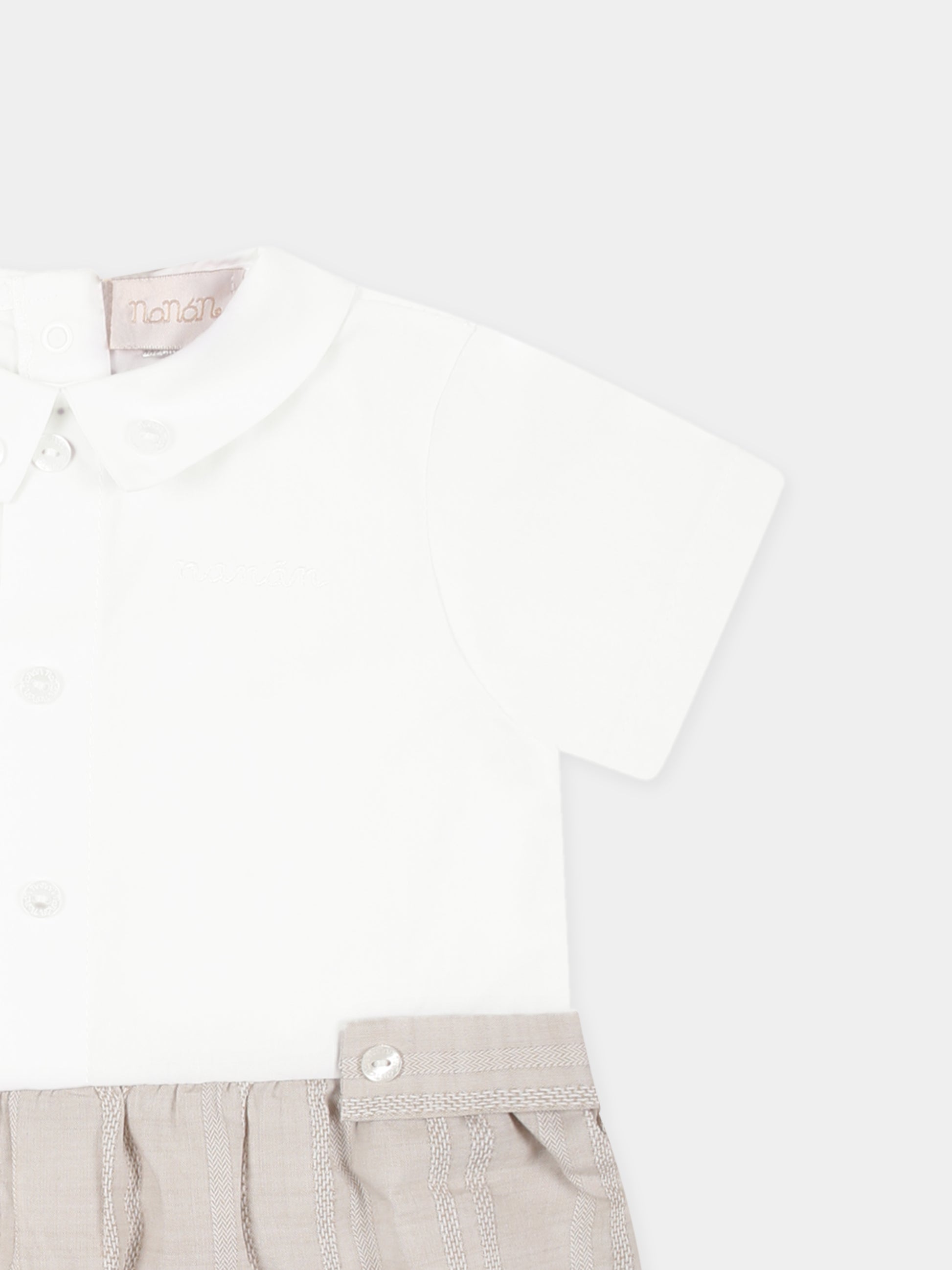 Pagliaccetto beige per neonato con logo,Nanán,E25211BE