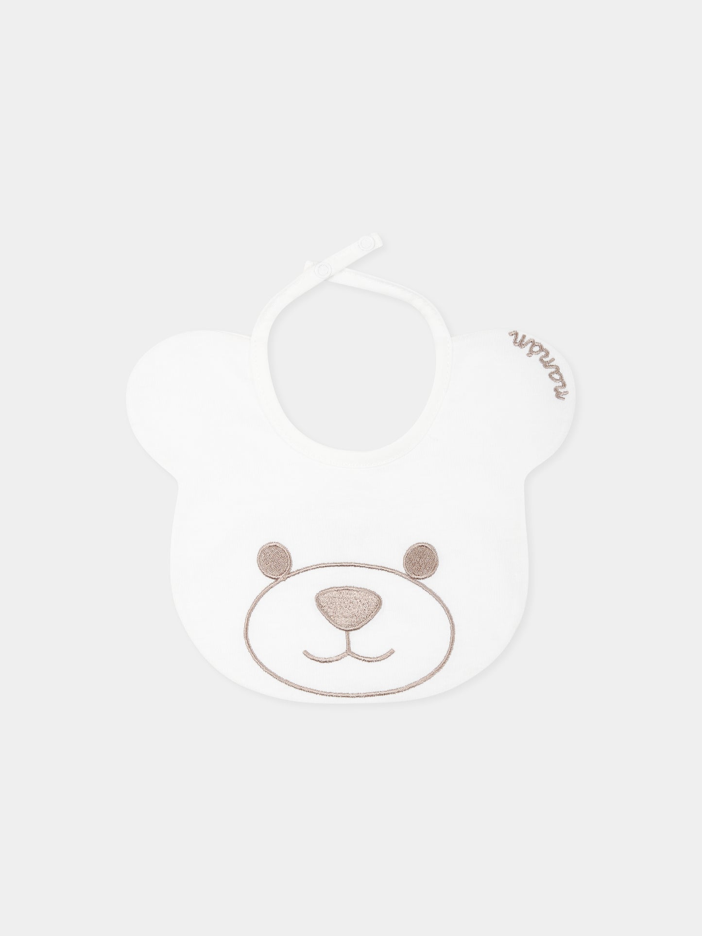 Bavaglino bianco per neonati con orso,Nanán,E25110B