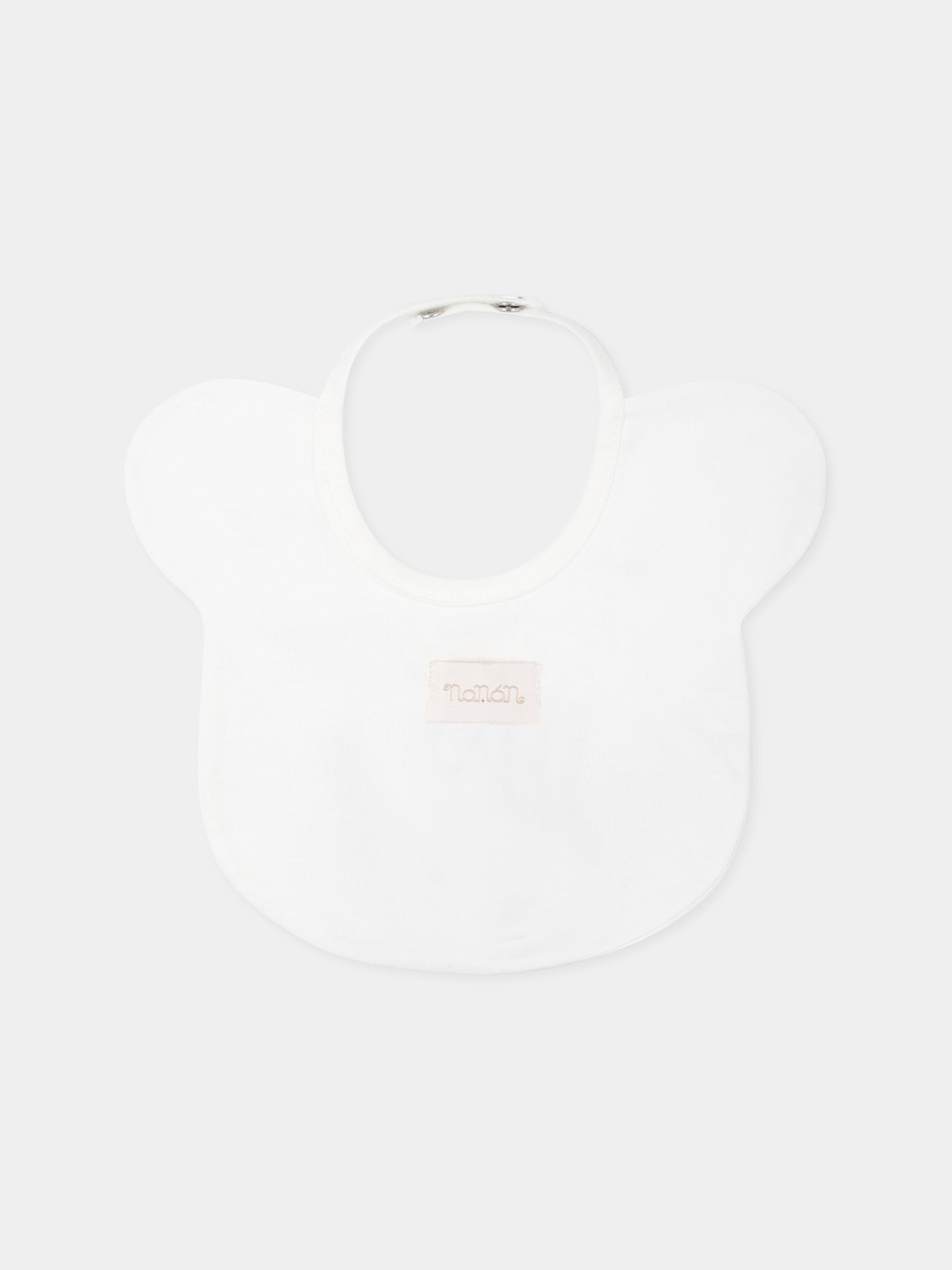 Bavaglino bianco per neonati con orso,Nanán,E25110B