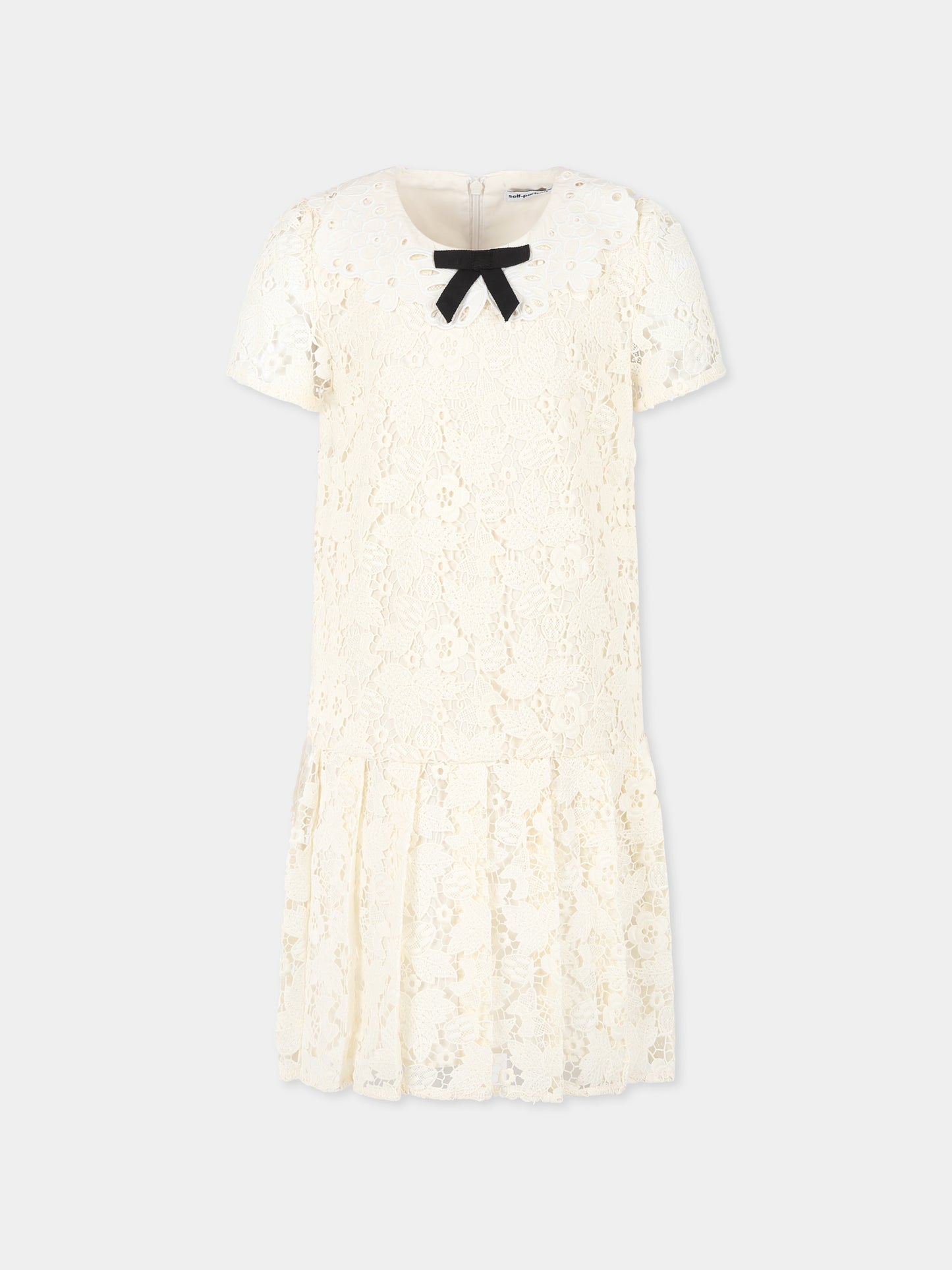 Vesito avorio per bambina con fiocco,Self-portrait,SS25 709S C CREAM