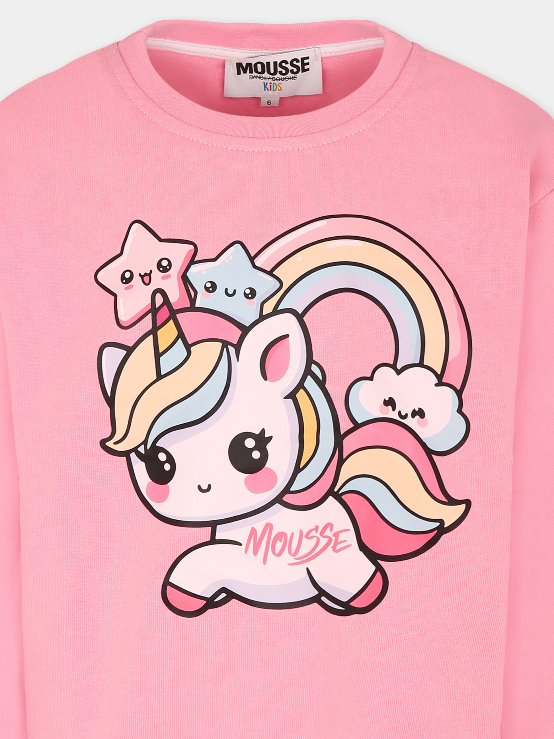 Felpa rosa per bambina con unicorno,Mousse Kids,SKFG372P