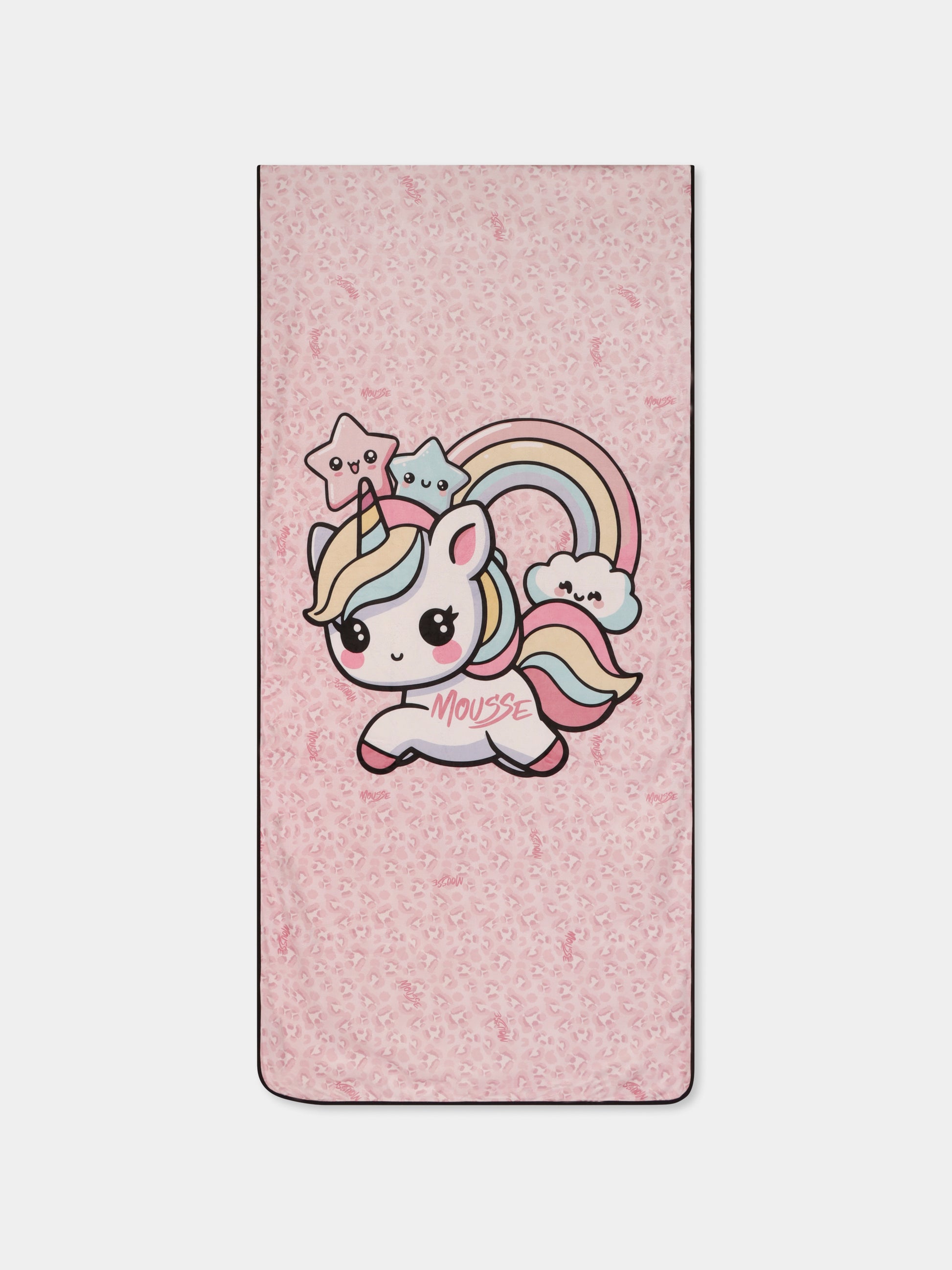 Telo mare rosa per bambina con unicorno e logo,Mousse Kids,SKTM372