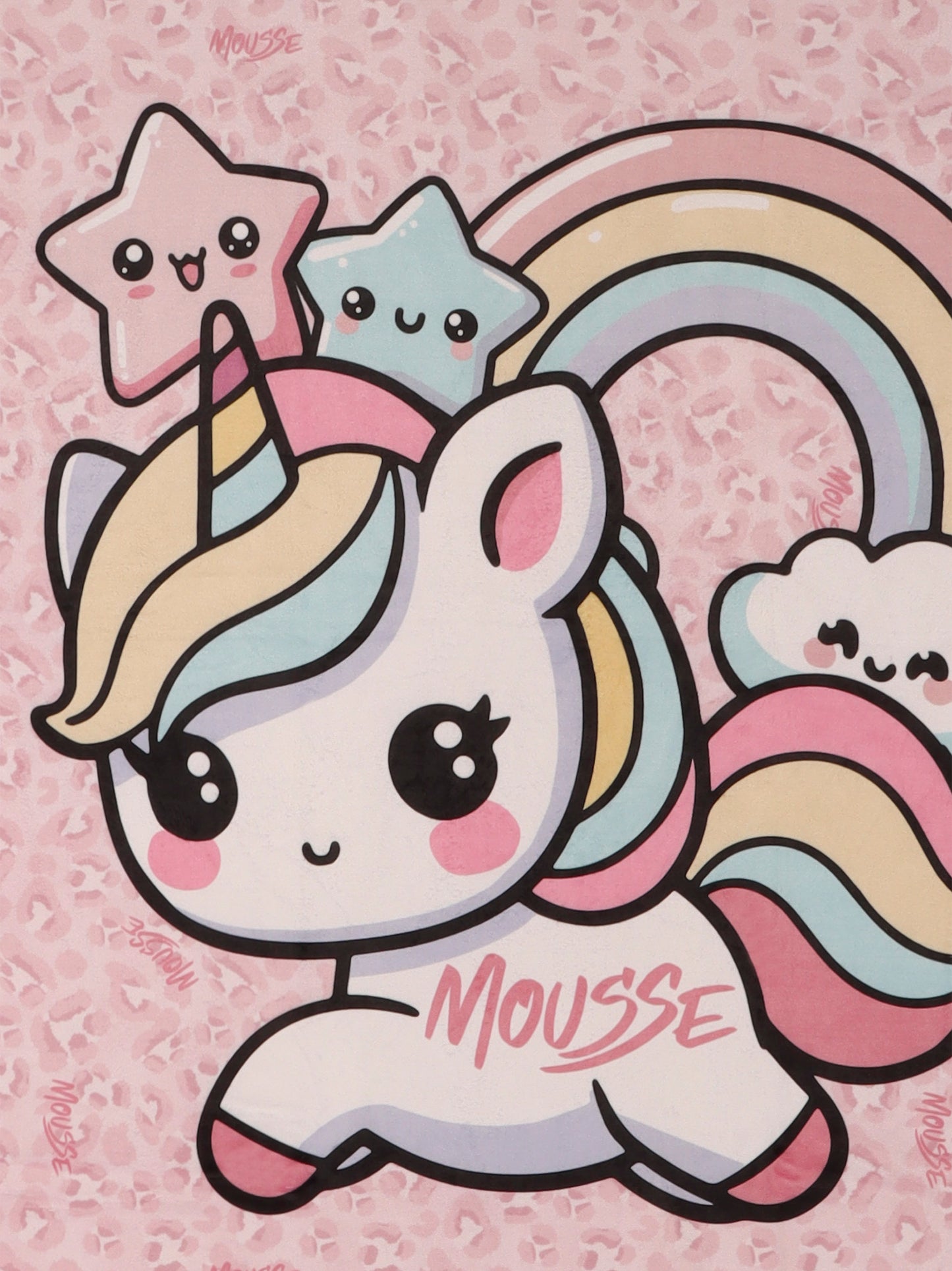 Telo mare rosa per bambina con unicorno e logo,Mousse Kids,SKTM372