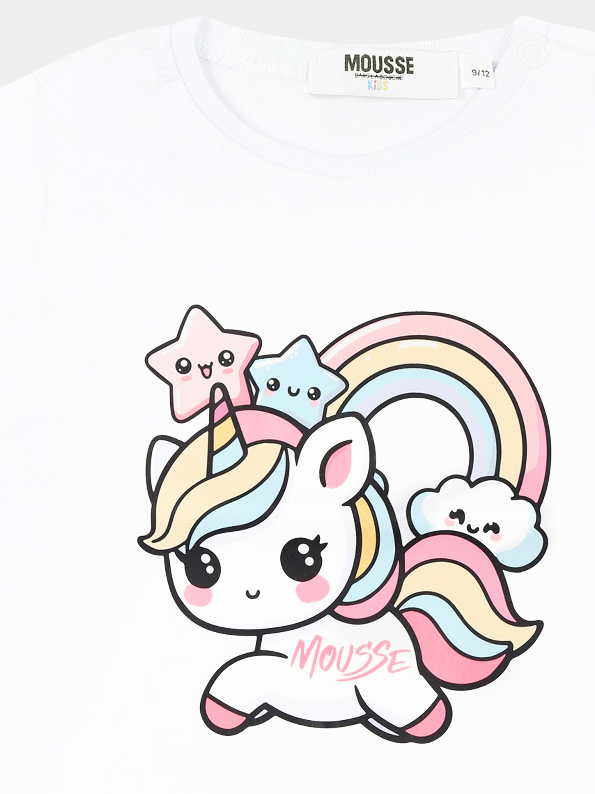 T-shirt bianca per neonata con unicorno,Mousse Kids,SKNTS372W
