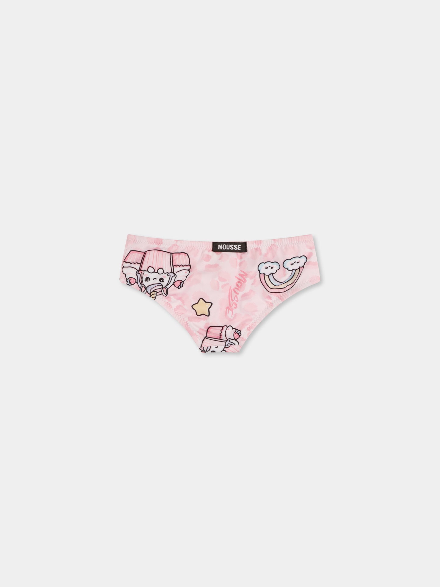 Pink swim brief for baby girl with unicorn