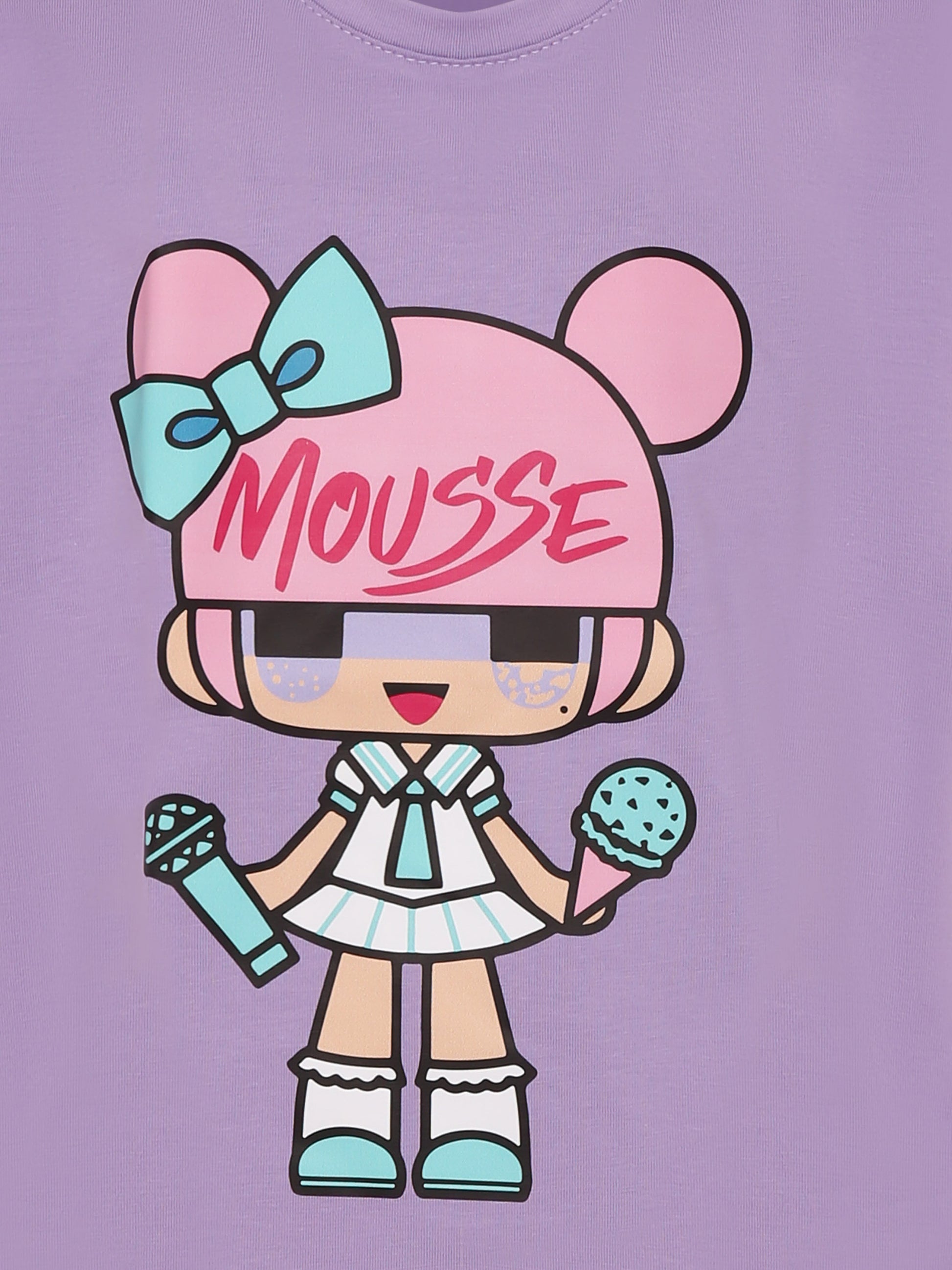 T-shirt viola per bambina con bambola,Mousse Kids,SKTS374L