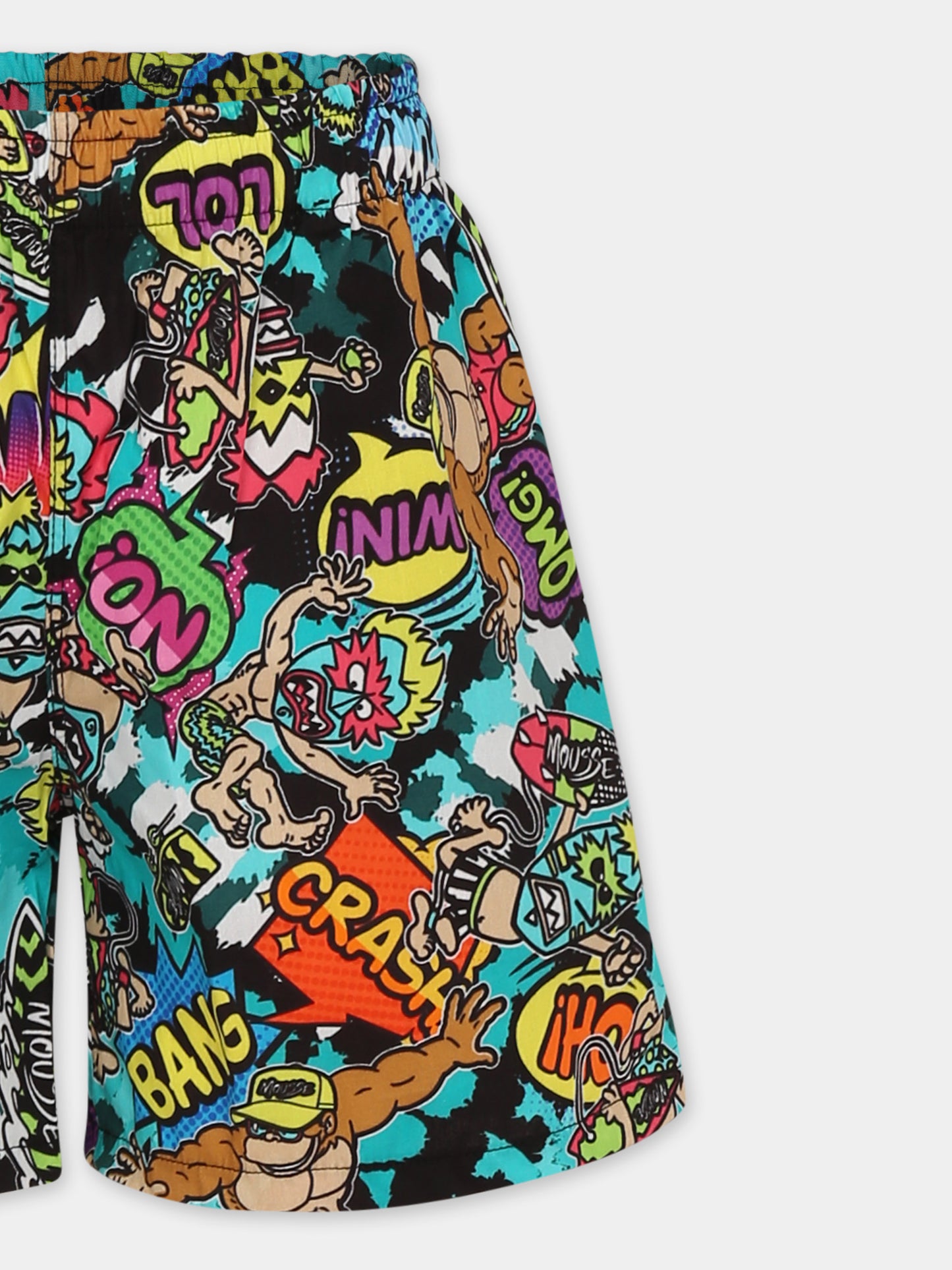 Shorts multicolor per bambino con scimmia e mostri maori,Mousse Kids,SKSP383