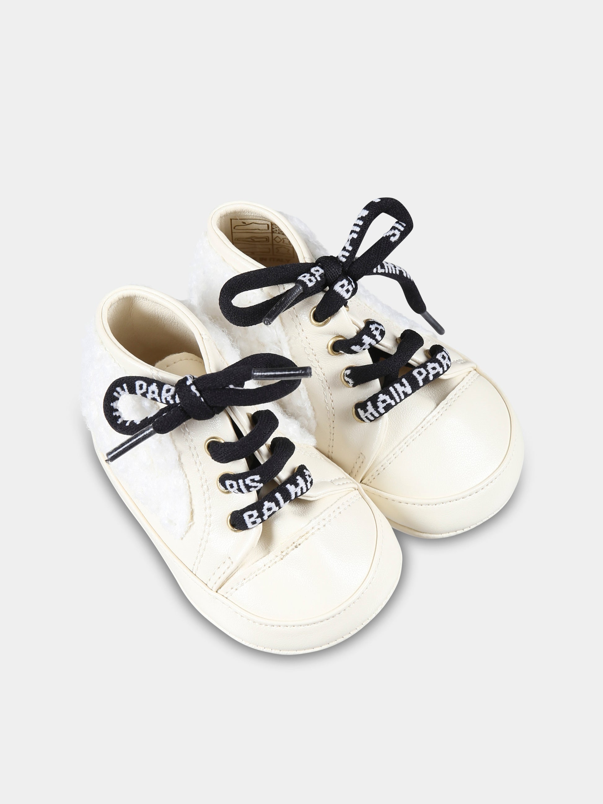 Sneakers avorio per neonati con logo,Balmain Kids,BT0586 Z1631 102