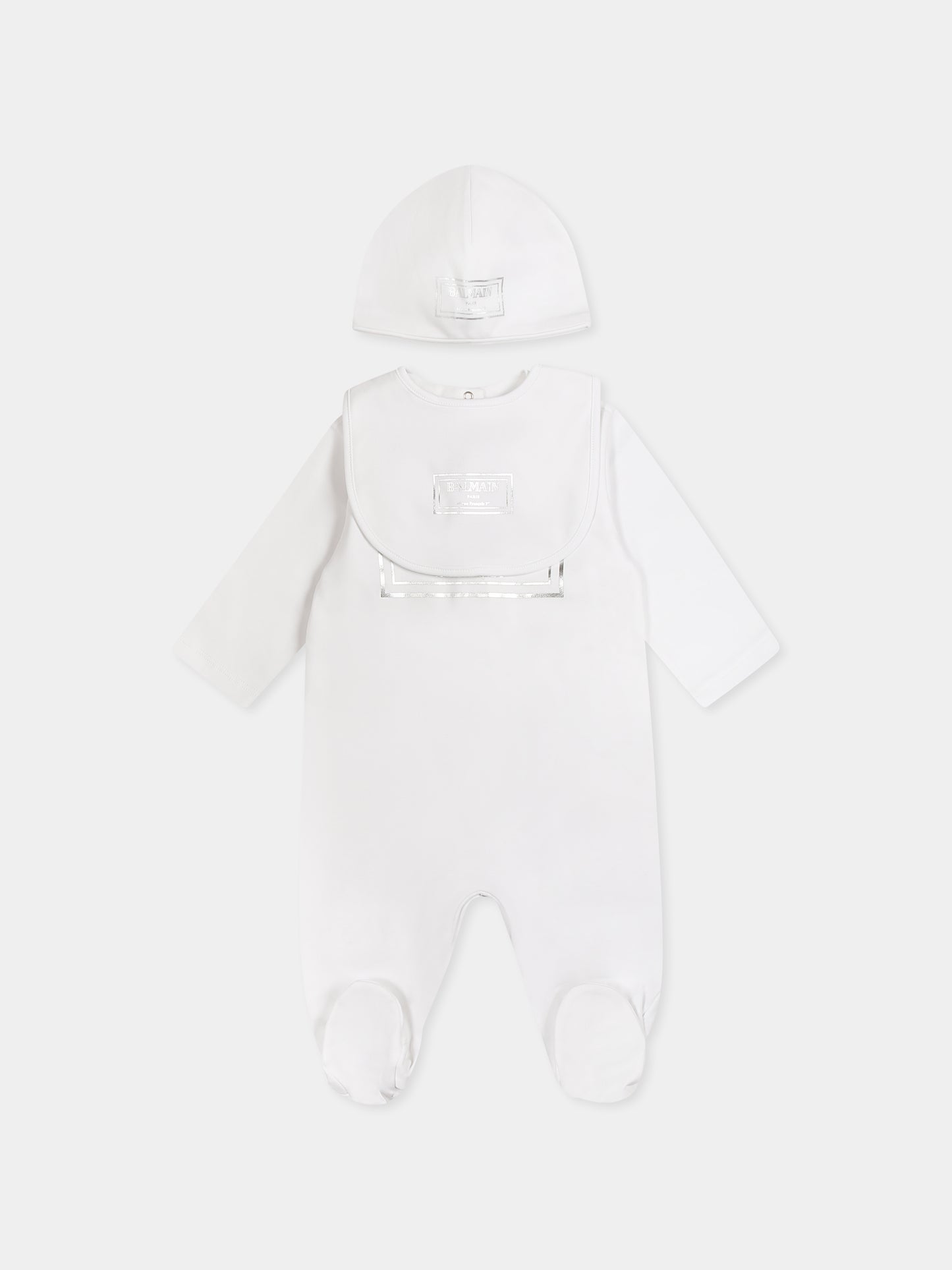 Set tutina bianco per neonati con logo,Balmain Kids,BTB610 Z1763 100AG