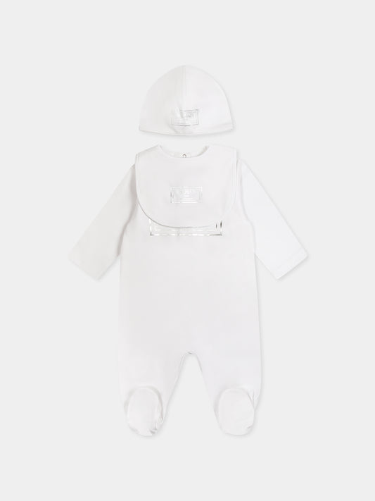 Set tutina bianco per neonati con logo,Balmain Kids,BTB610 Z1763 100AG