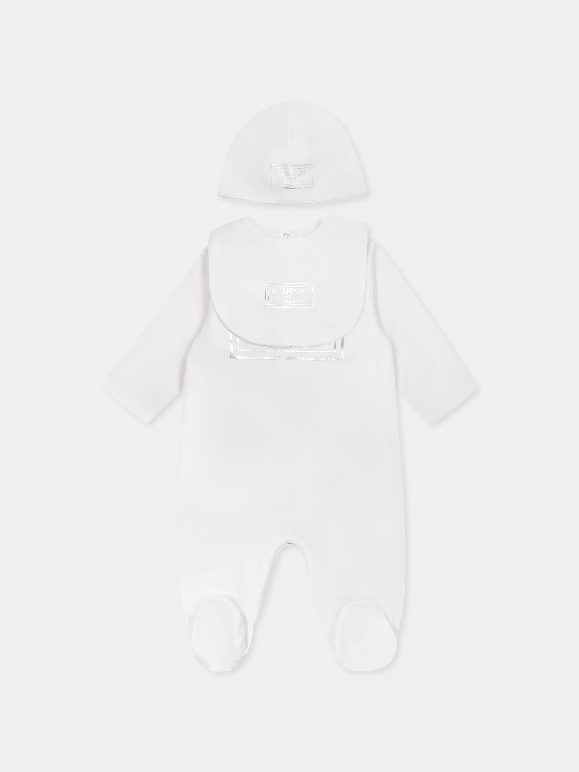 Set tutina bianco per neonati con logo,Balmain Kids,BTB610 Z1763 100AG