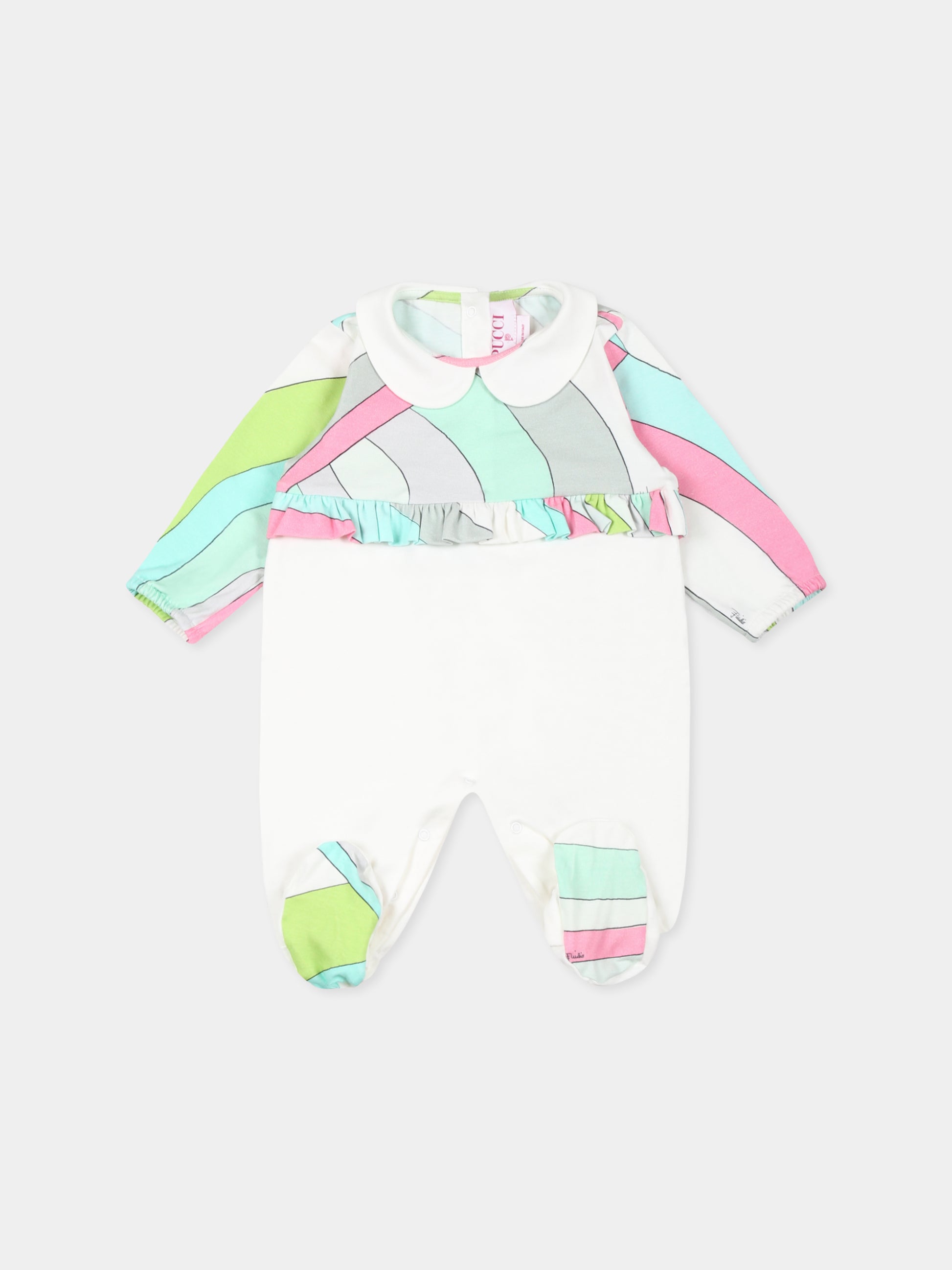 Set bianco per neonata con stampa marmo,Emilio Pucci Junior,PTB030 J0311 631MC
