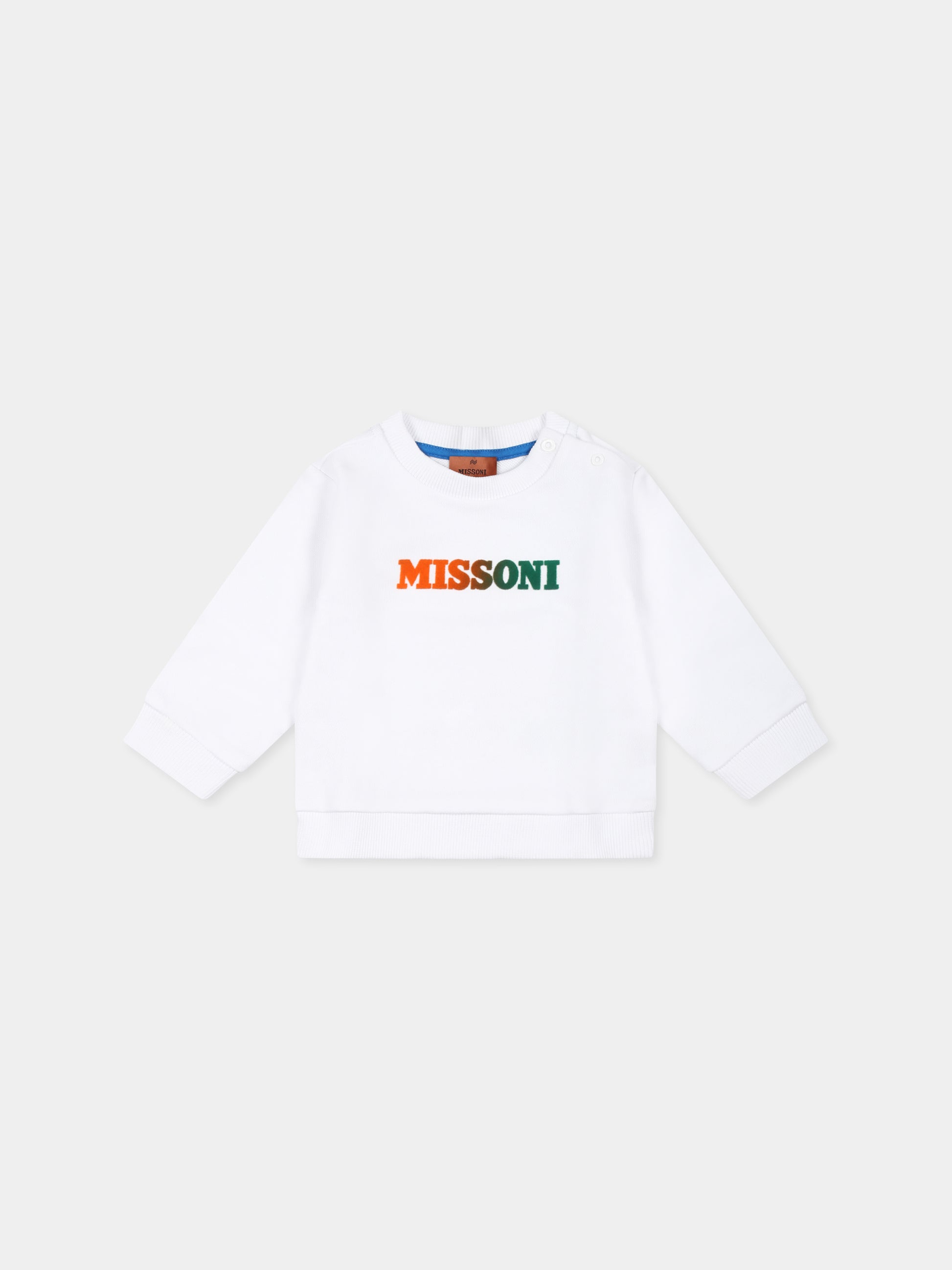 Felpa bianca per neonati con logo,Missoni,MT4500 Z0081 100