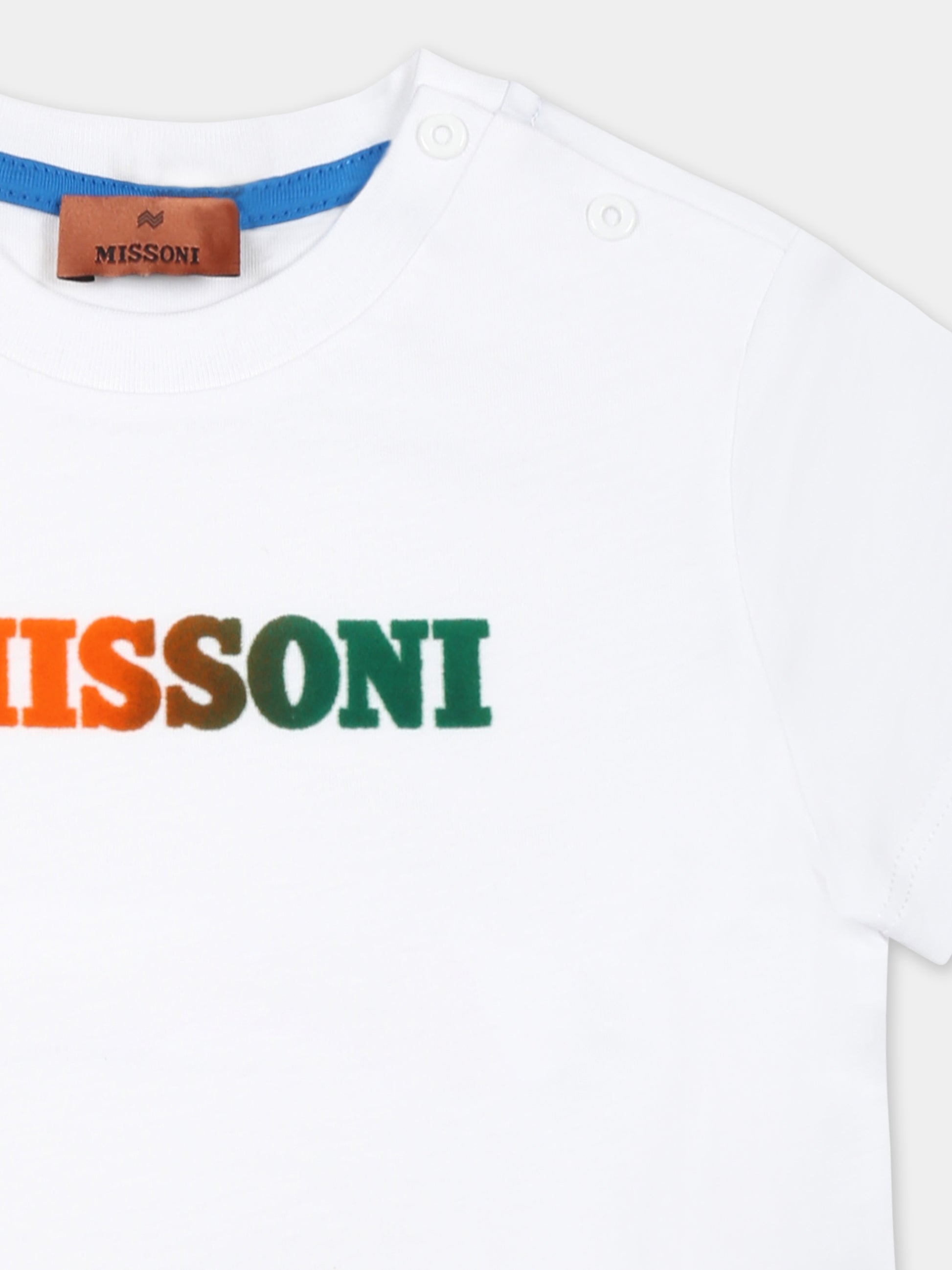 T-shirt bianca per neonato con logo,Missoni,MT8501 Z0082 100