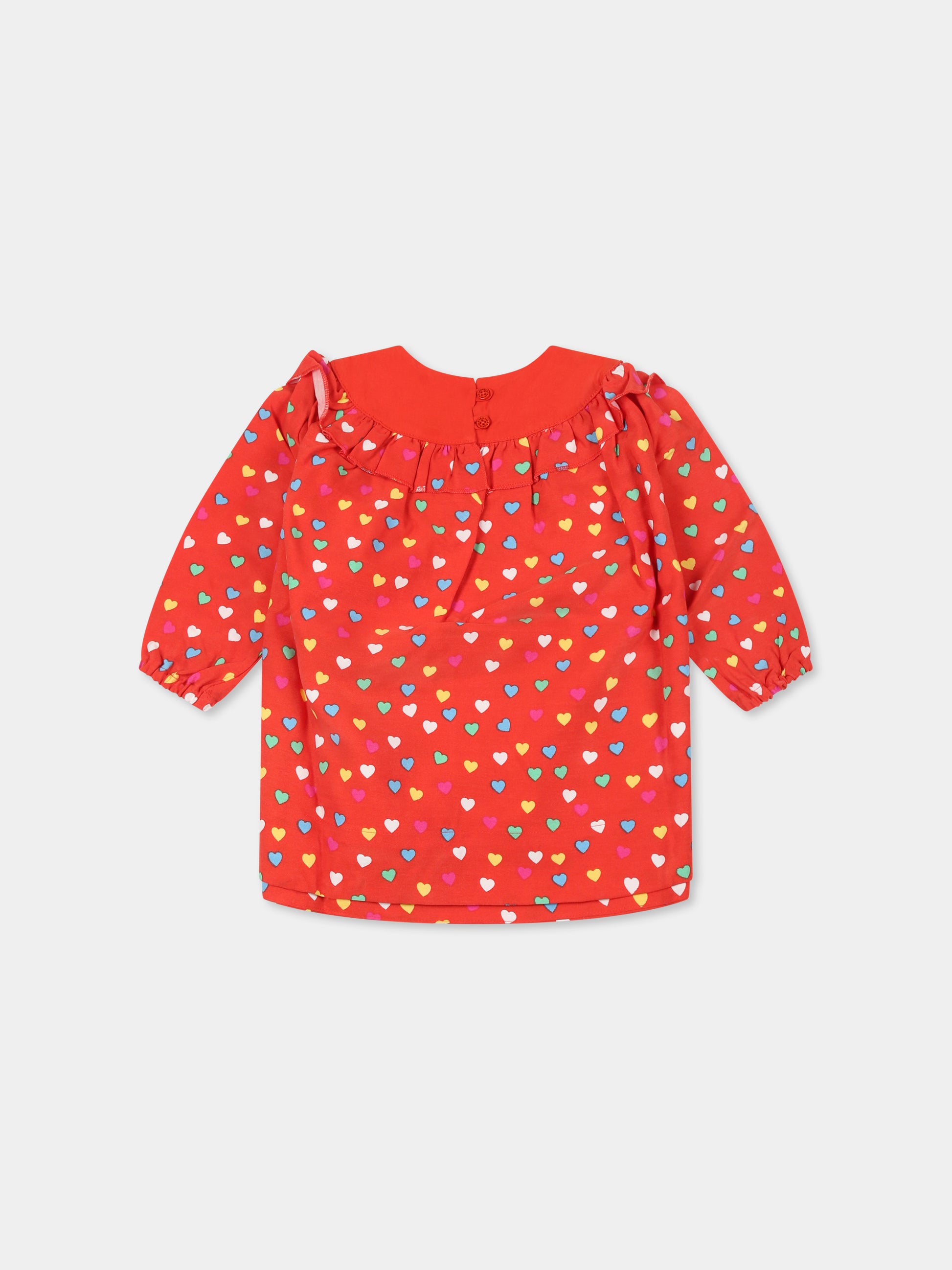 Vestito rosso per neonata con cuori,Stella Mccartney Kids,TT1181 Z1259 412MC