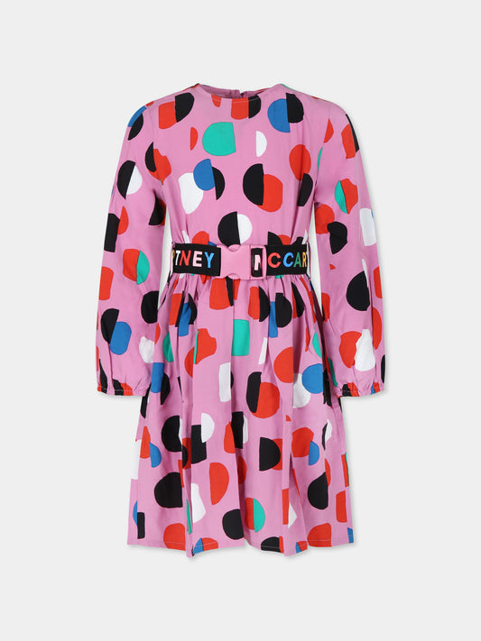 Vestito rosa per bambina con logo e pois,Stella Mccartney Kids,TT1D30 Z1249 547MC