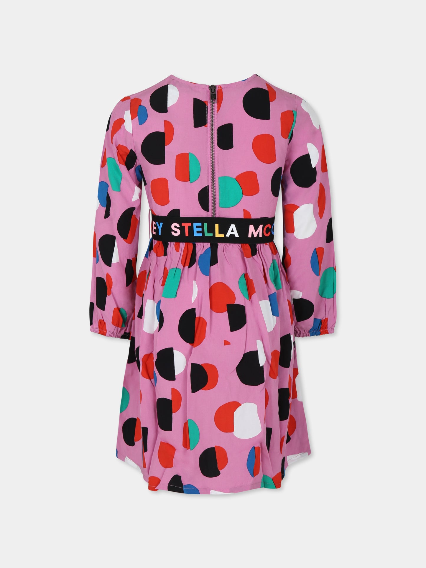 Vestito rosa per bambina con logo e pois,Stella Mccartney Kids,TT1D30 Z1249 547MC