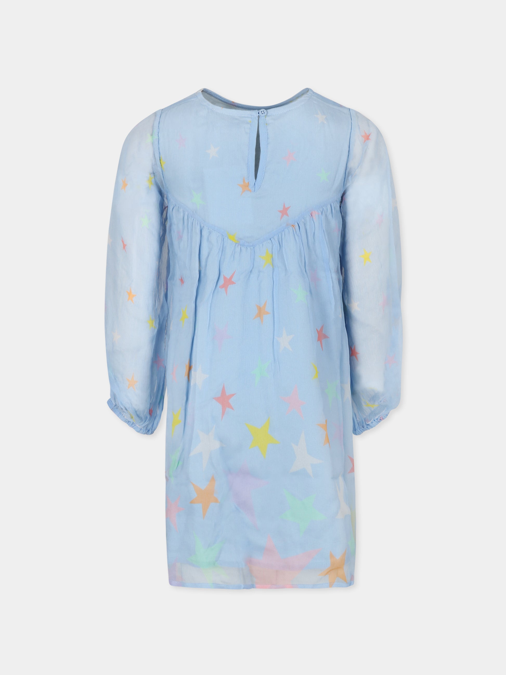 Vestito celeste per bambina con stelle all-over,Stella Mccartney Kids,TT1E90 Z1533 602MC