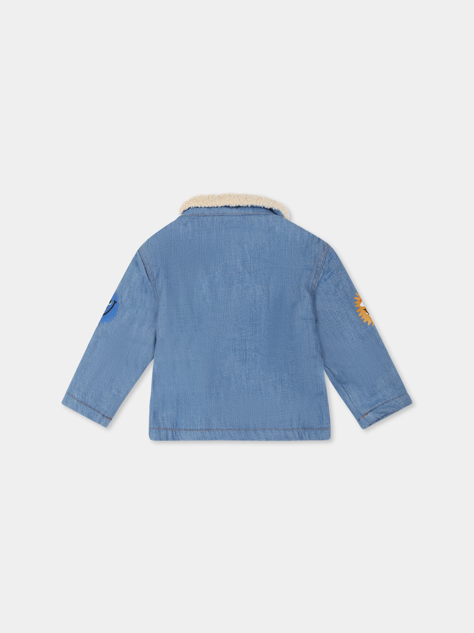 Giubbotto di jeans denim per neonato con mostri,Stella Mccartney Kids,TT2517 Z0522 614