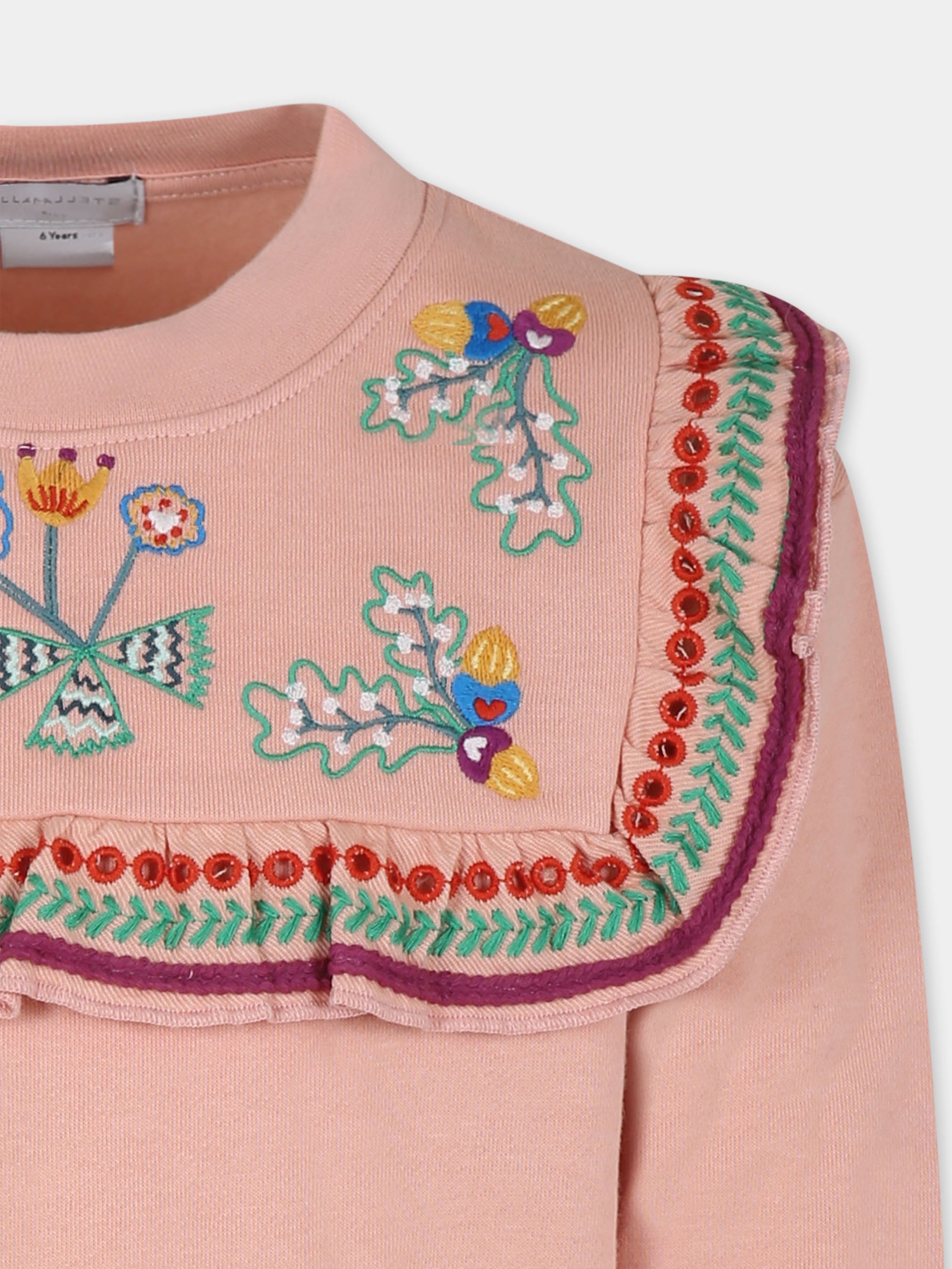 Felpa rosa per bambina con ricami,Stella Mccartney Kids,TT4C10 Z0447 512