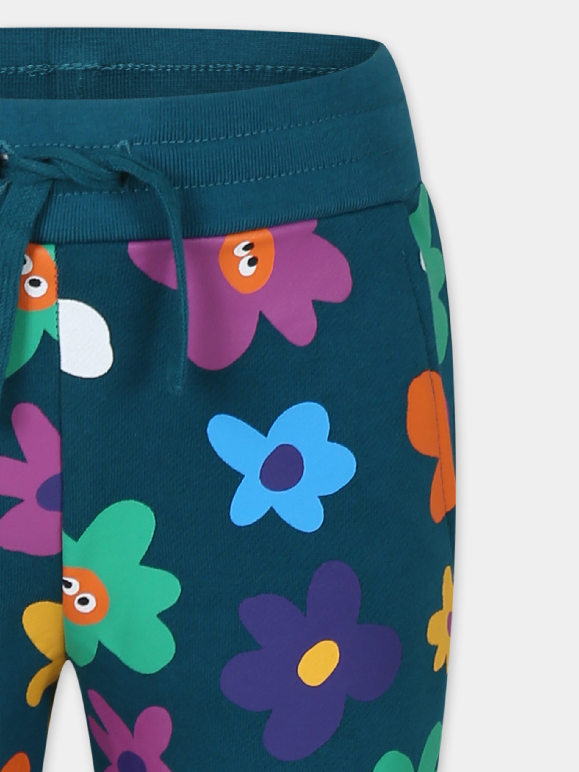 Pantaloni verdi per bambina con stampa fiori,Stella Mccartney Kids,TT6C20 Z1332 619MC