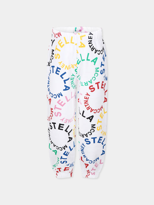 Pantaloni bianchi per bambina con logo all over,Stella Mccartney Kids,TT6D50 Z1333 100MC