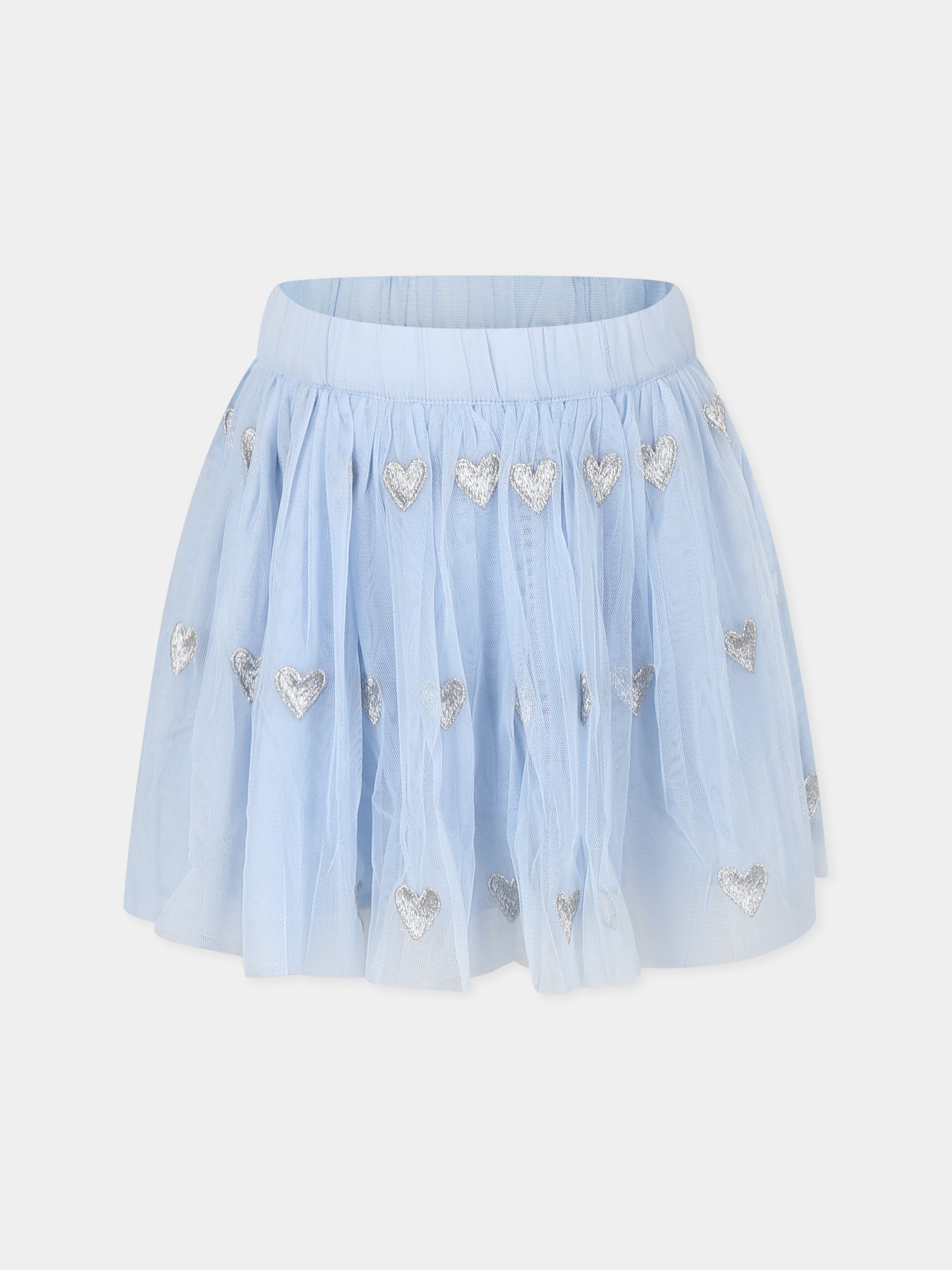 Gonna celeste per bambina con cuori,Stella Mccartney Kids,TT7A21 Z1309 602EM